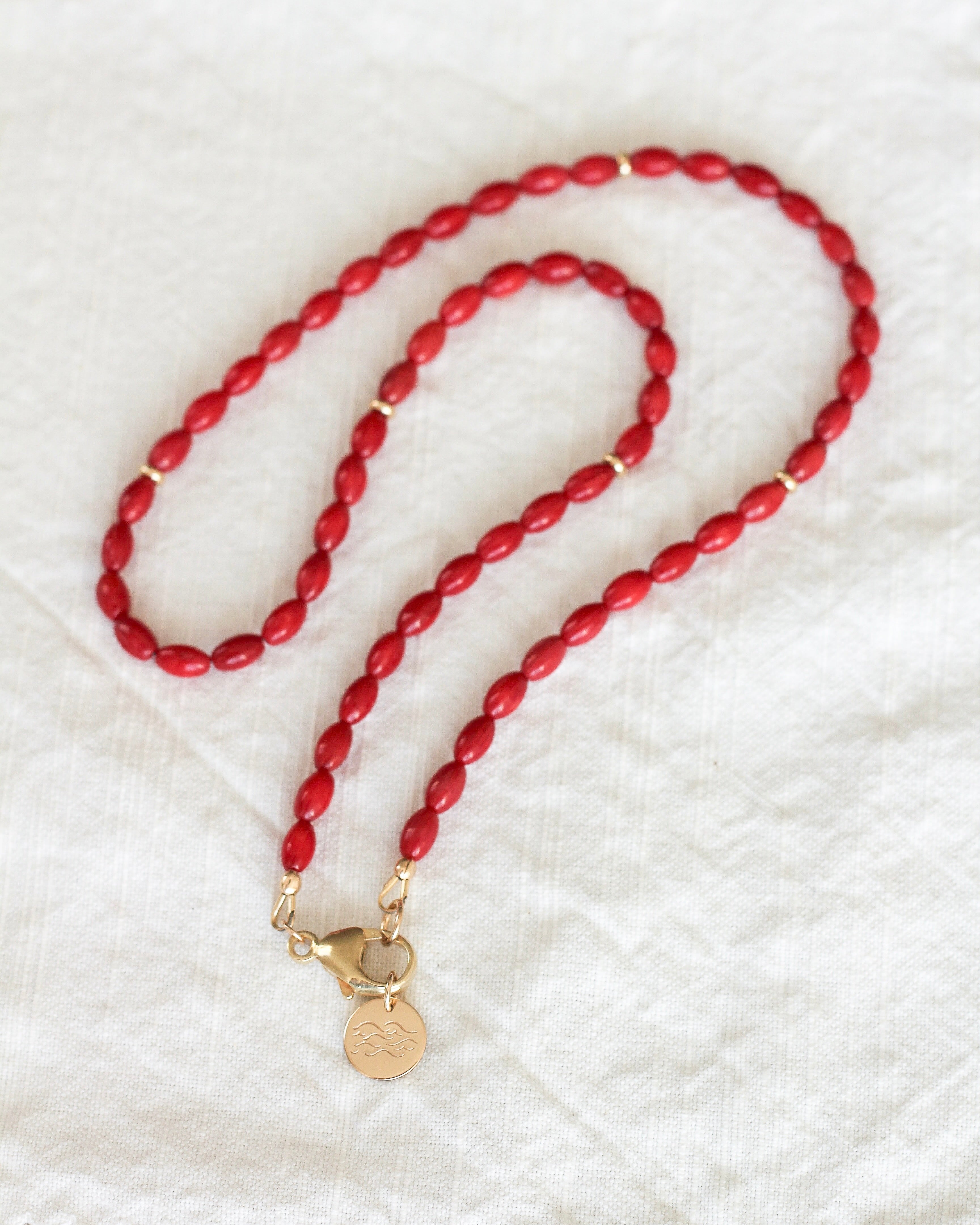 Vibrance Barrel Necklace | Red Coral