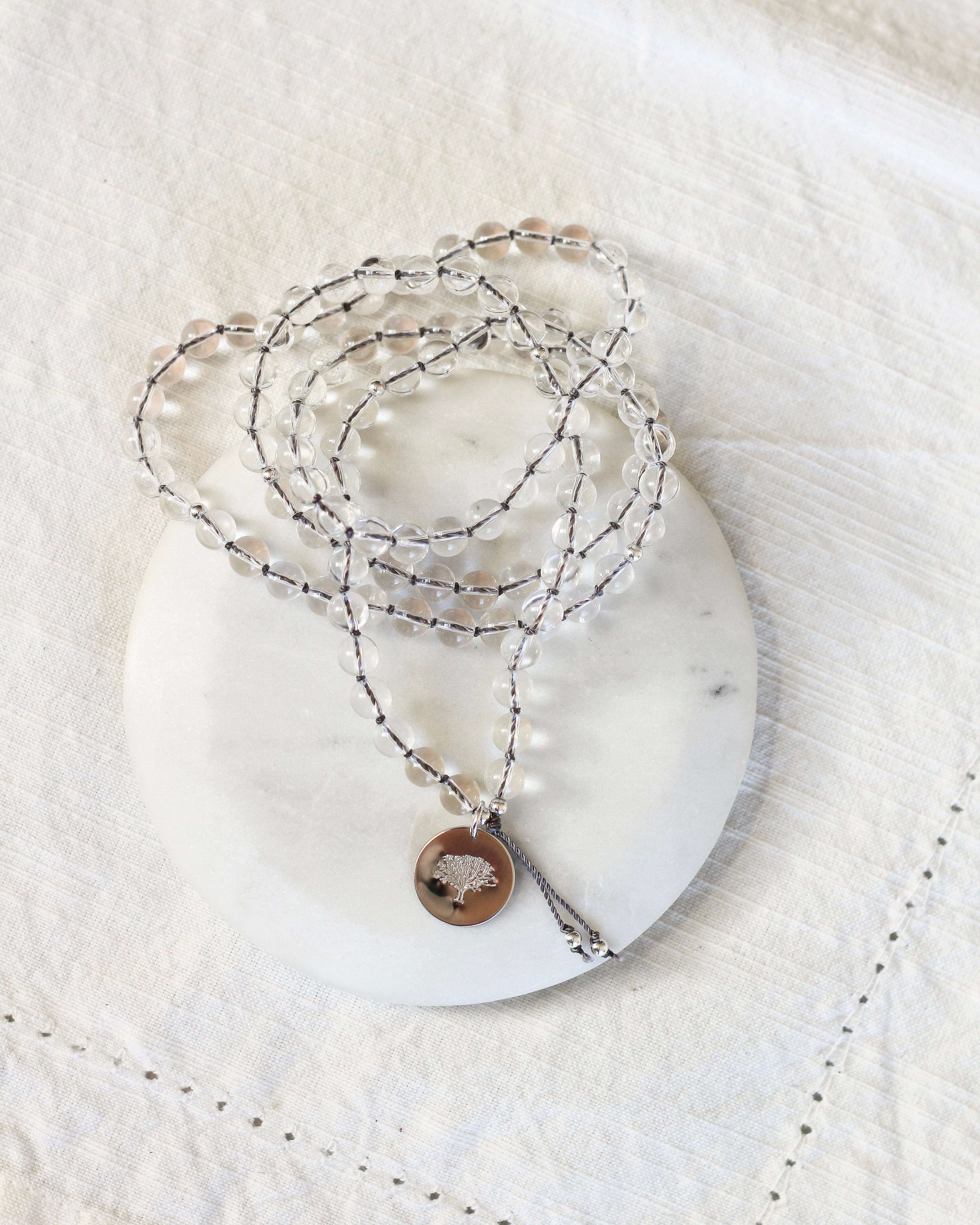 Heal Mala Pendant Necklace | Clear Quartz