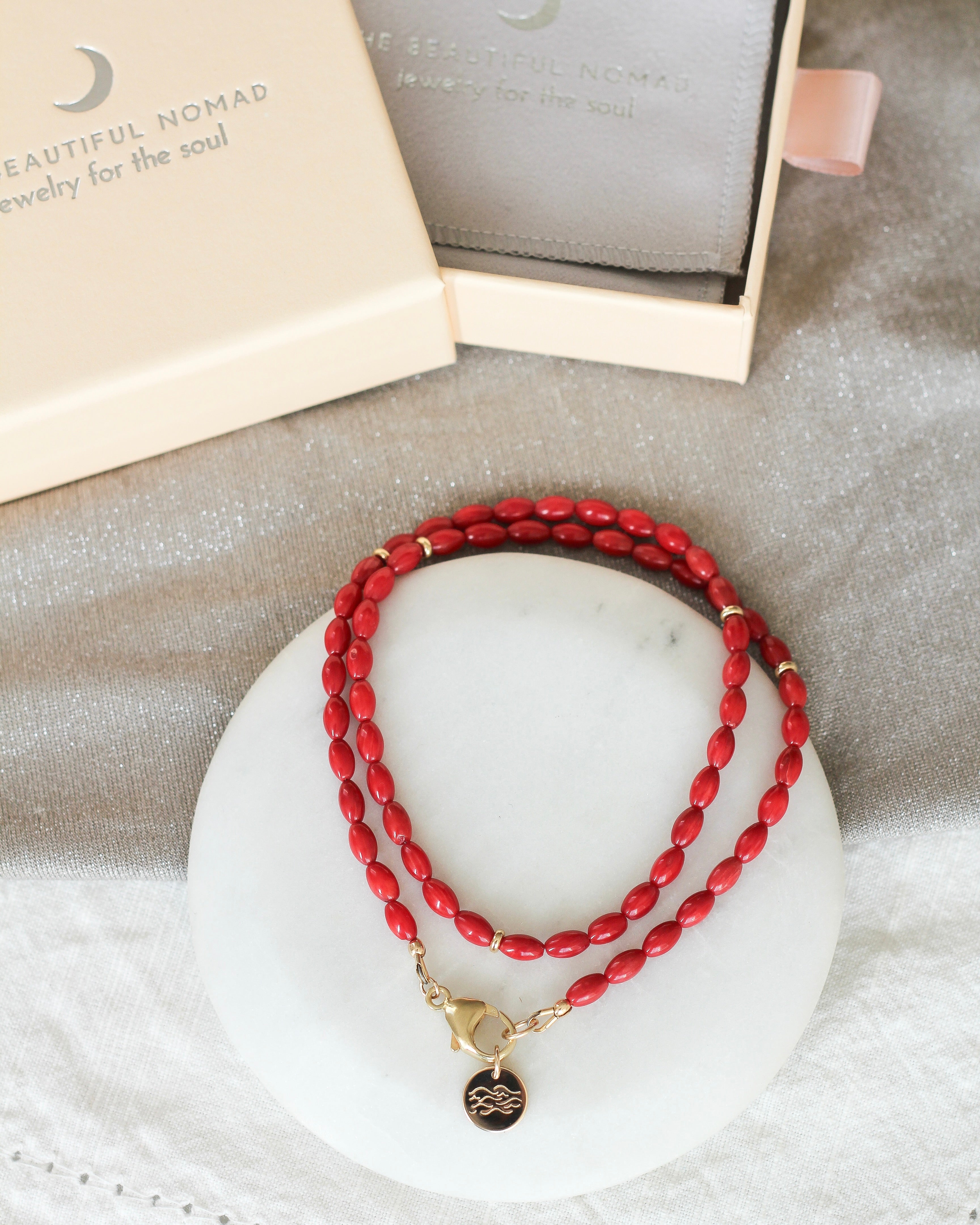 Vibrance Barrel Necklace | Red Coral