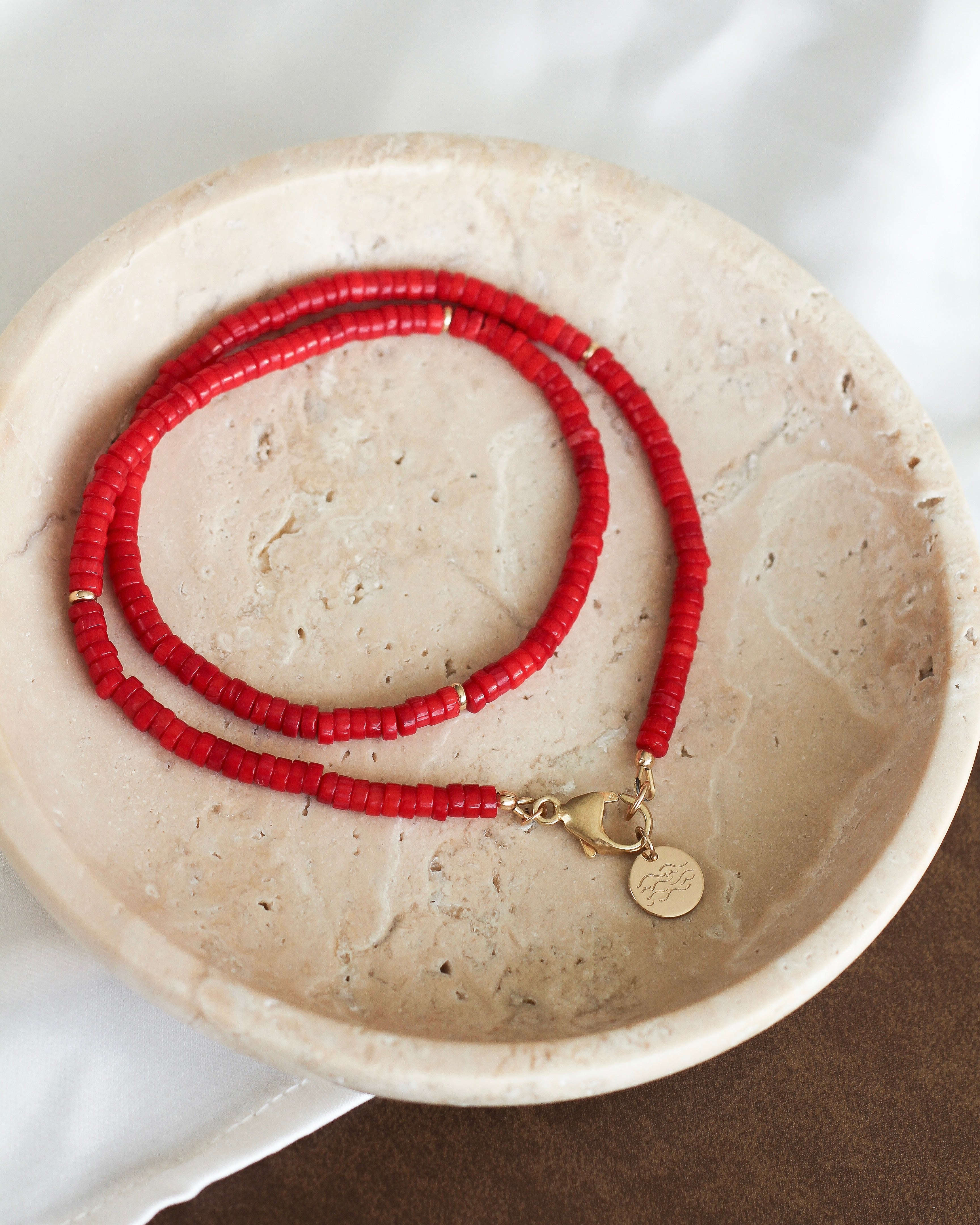 Vibrance Heishi Necklace | Red Coral
