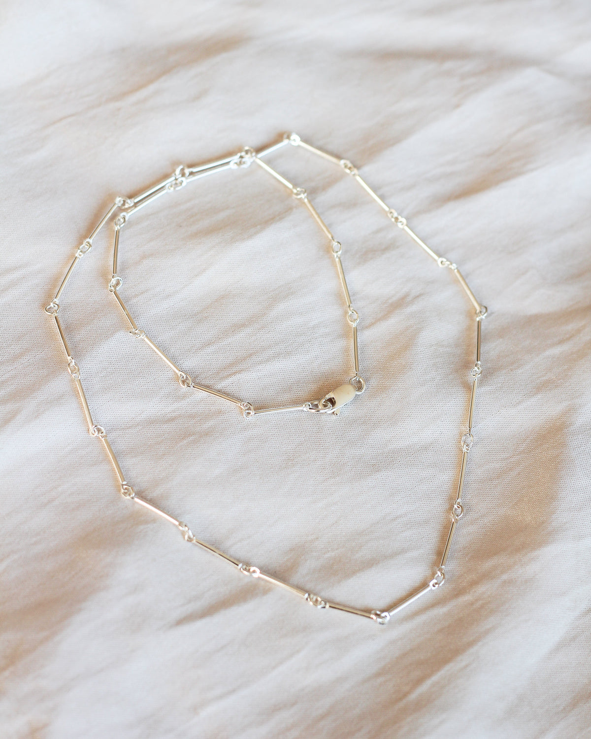 detail of sterling silver bar chain