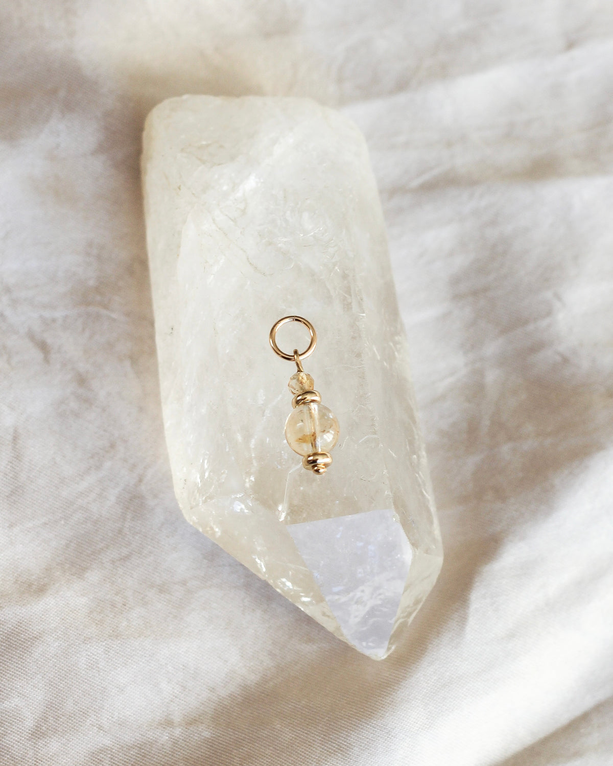 Handmade Citrine gemstone charm featuring golden yellow Citrine beads.