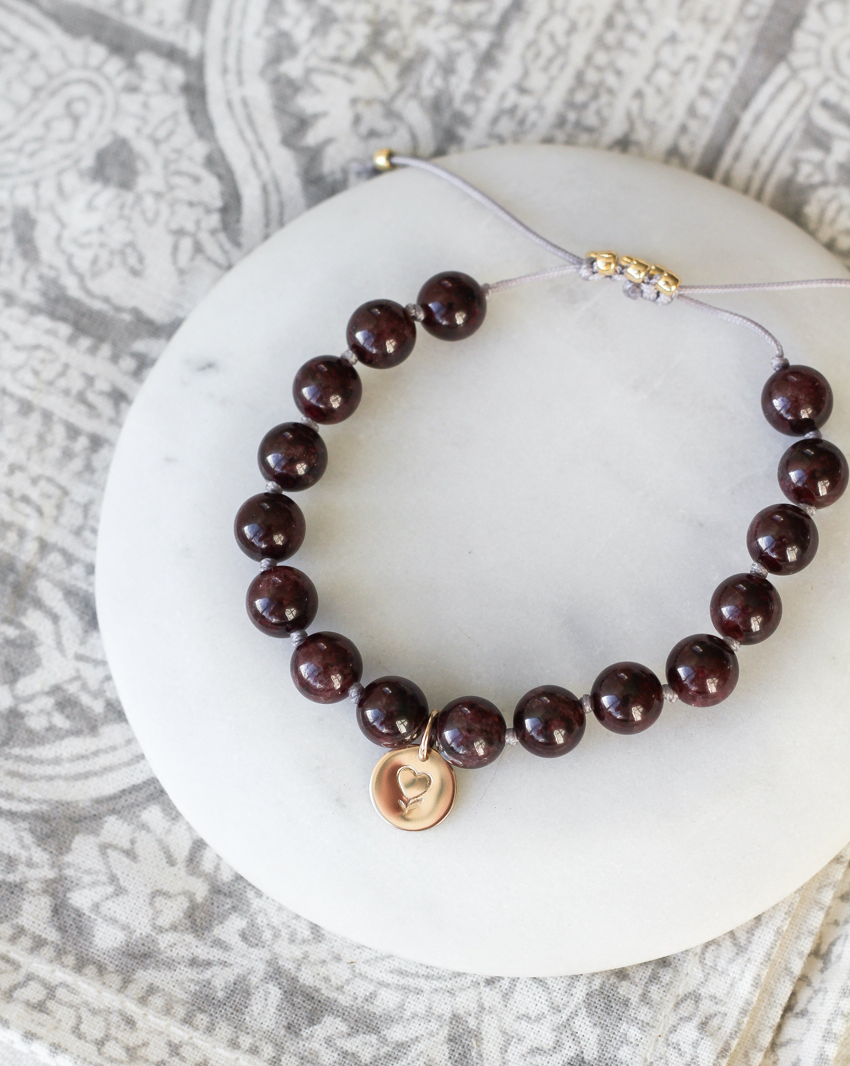 Garnet Mala Bead Bracelet