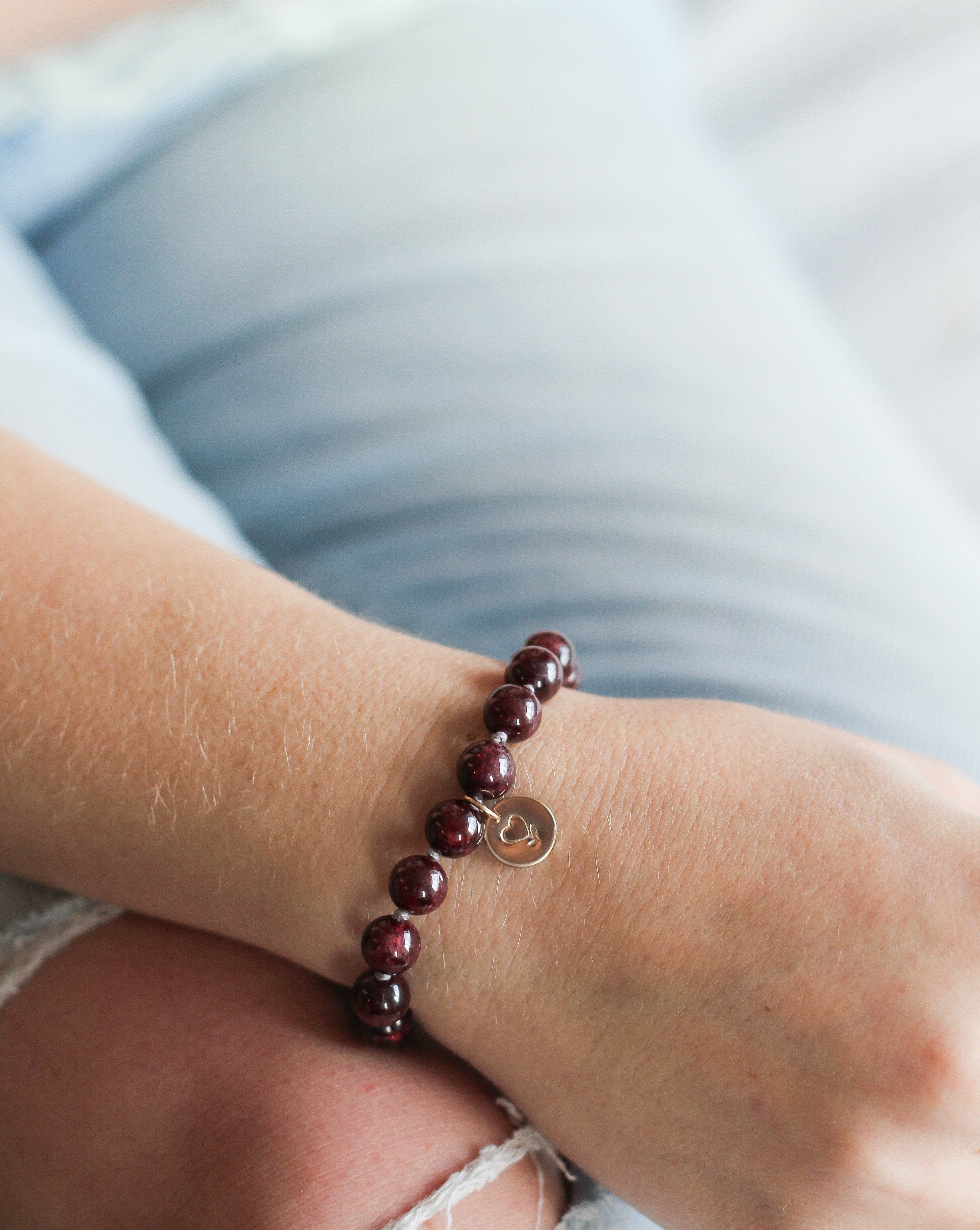 Garnet Mala Bead Bracelet
