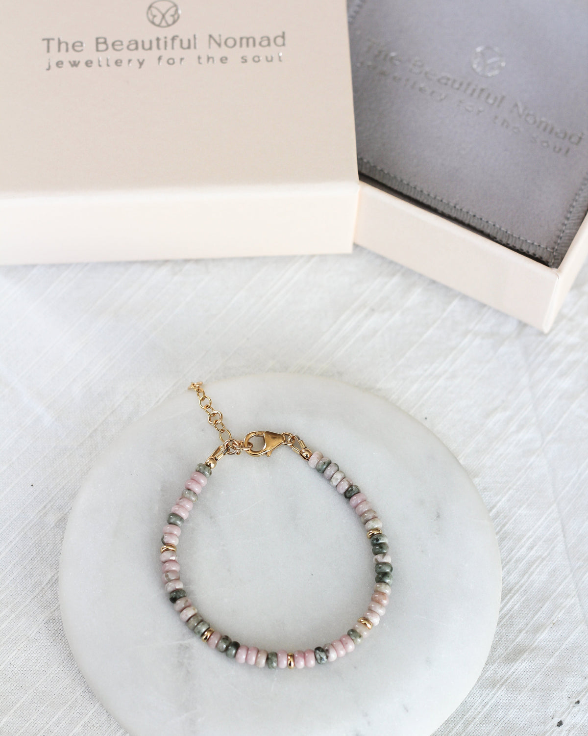 Handmade Nevada Lapis beaded bracelet with gift packaging