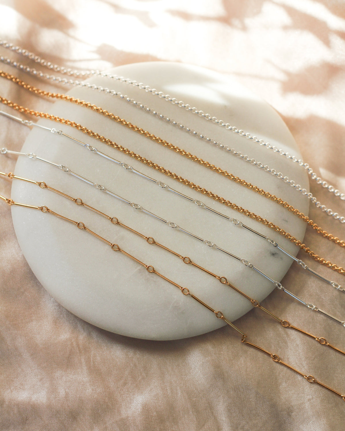 sterling silver and 14k gold-fill chain options