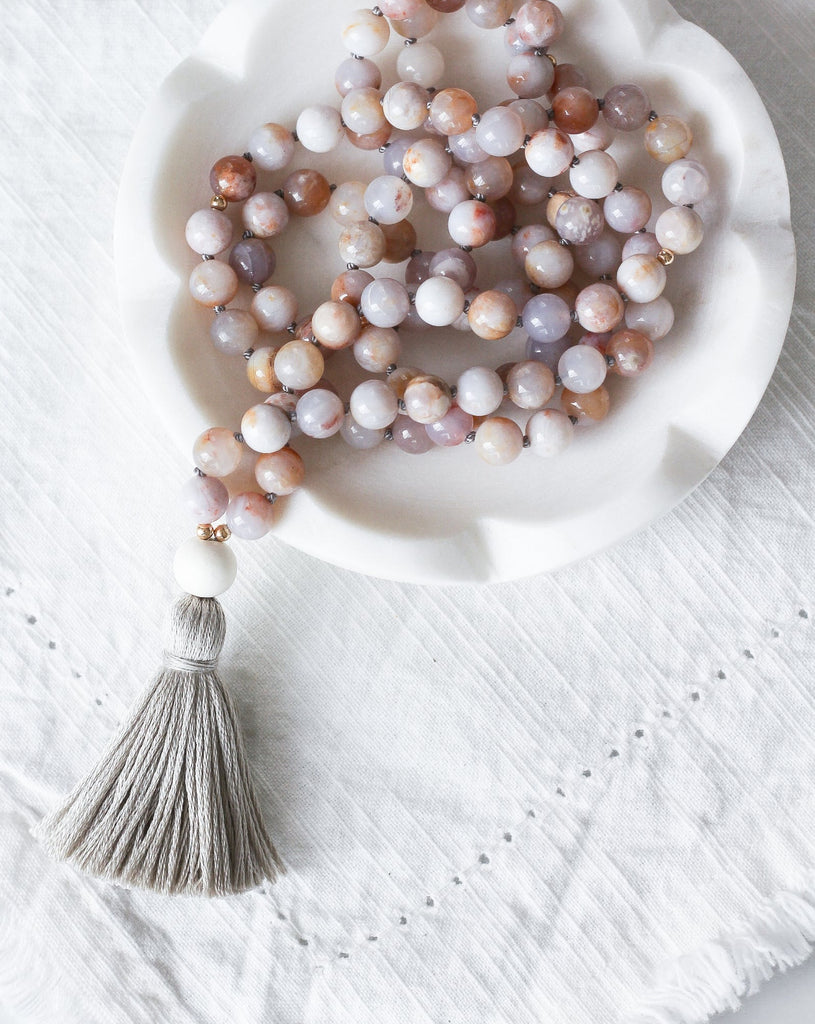 Agate Mala Necklace on dish