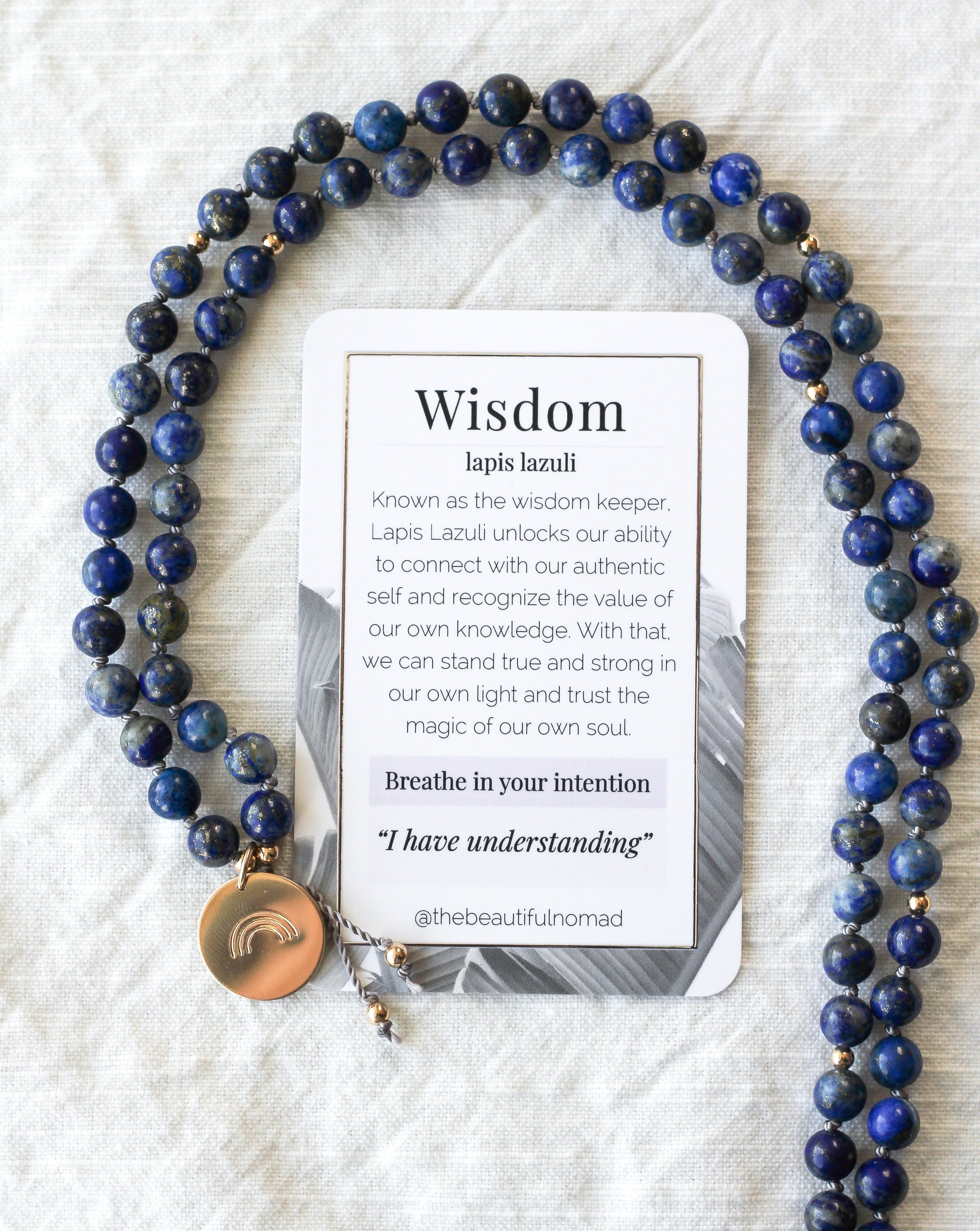 Wisdom Mala Pendant Necklace with meaning card