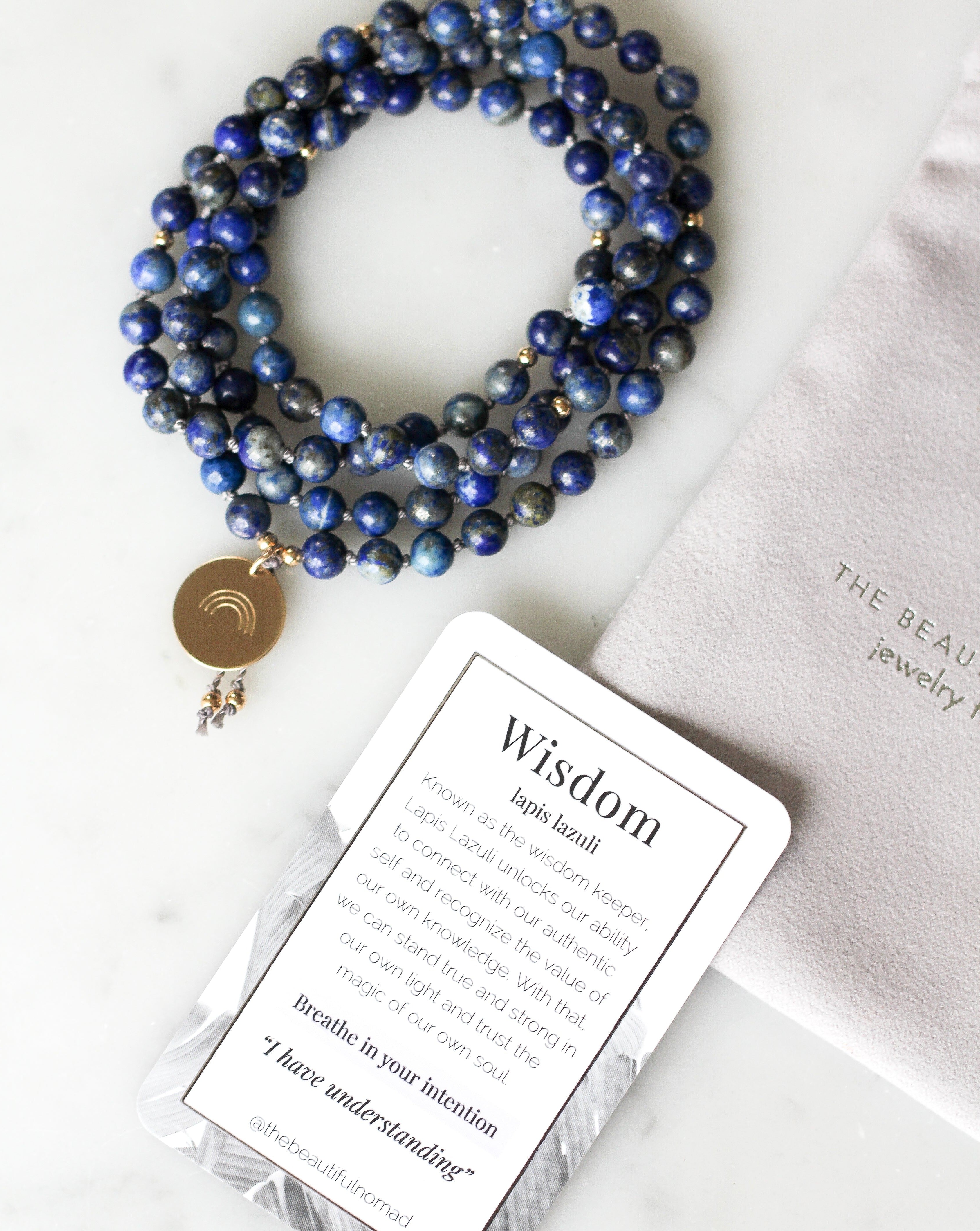 Wisdom Mala Pendant Necklace with meaning card