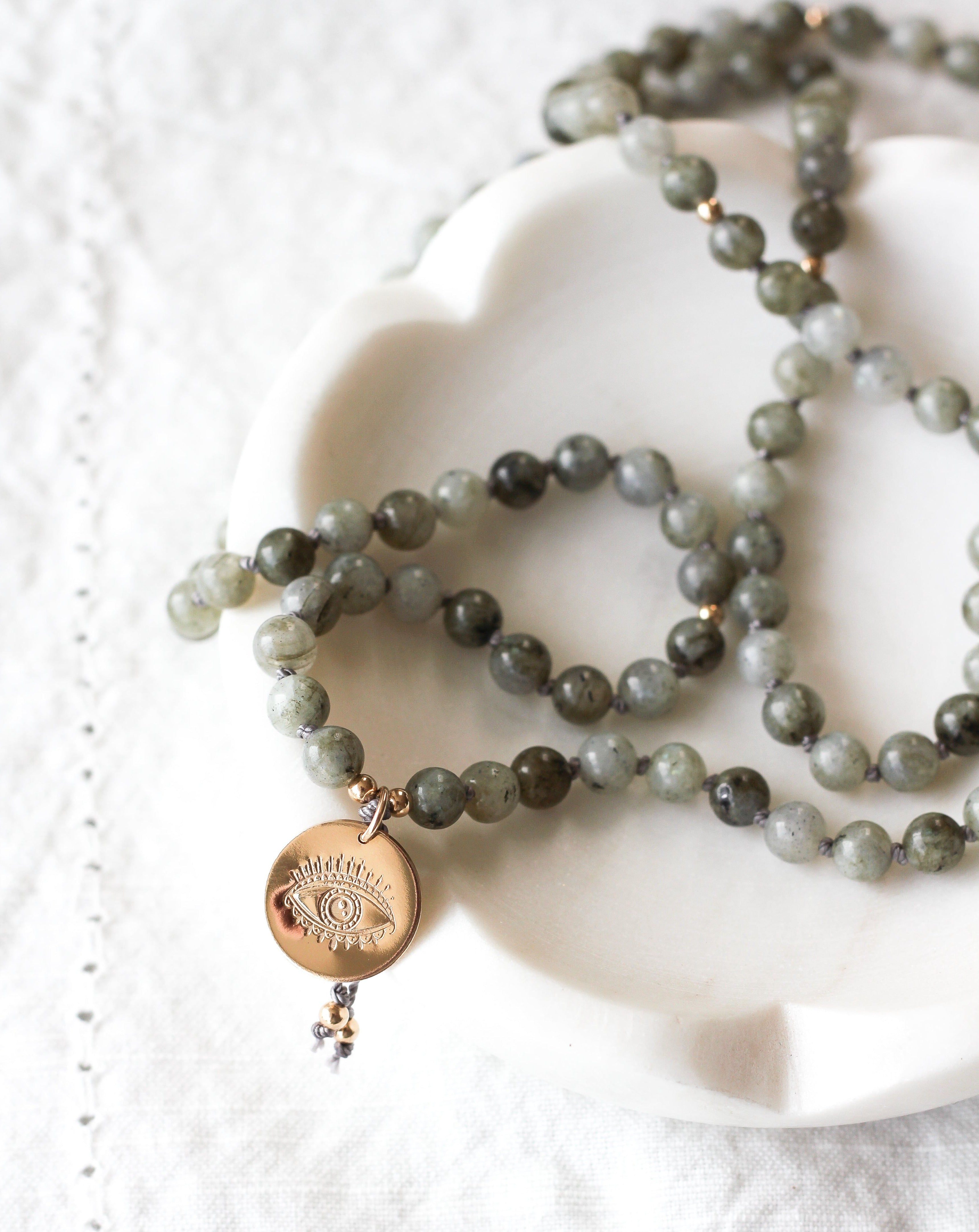 Labradorite Mala Pendant Necklace