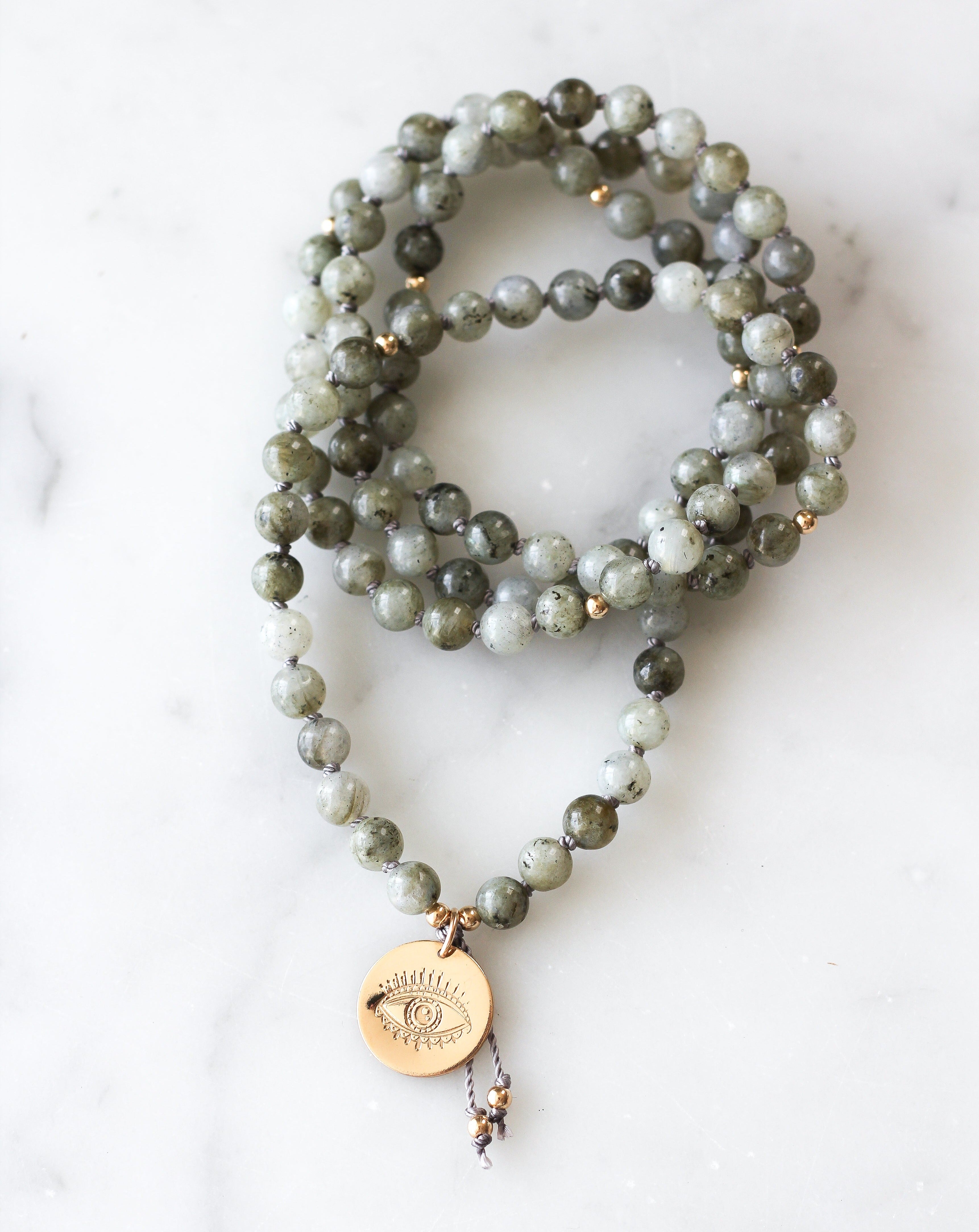 Labradorite Mala Pendant Necklace