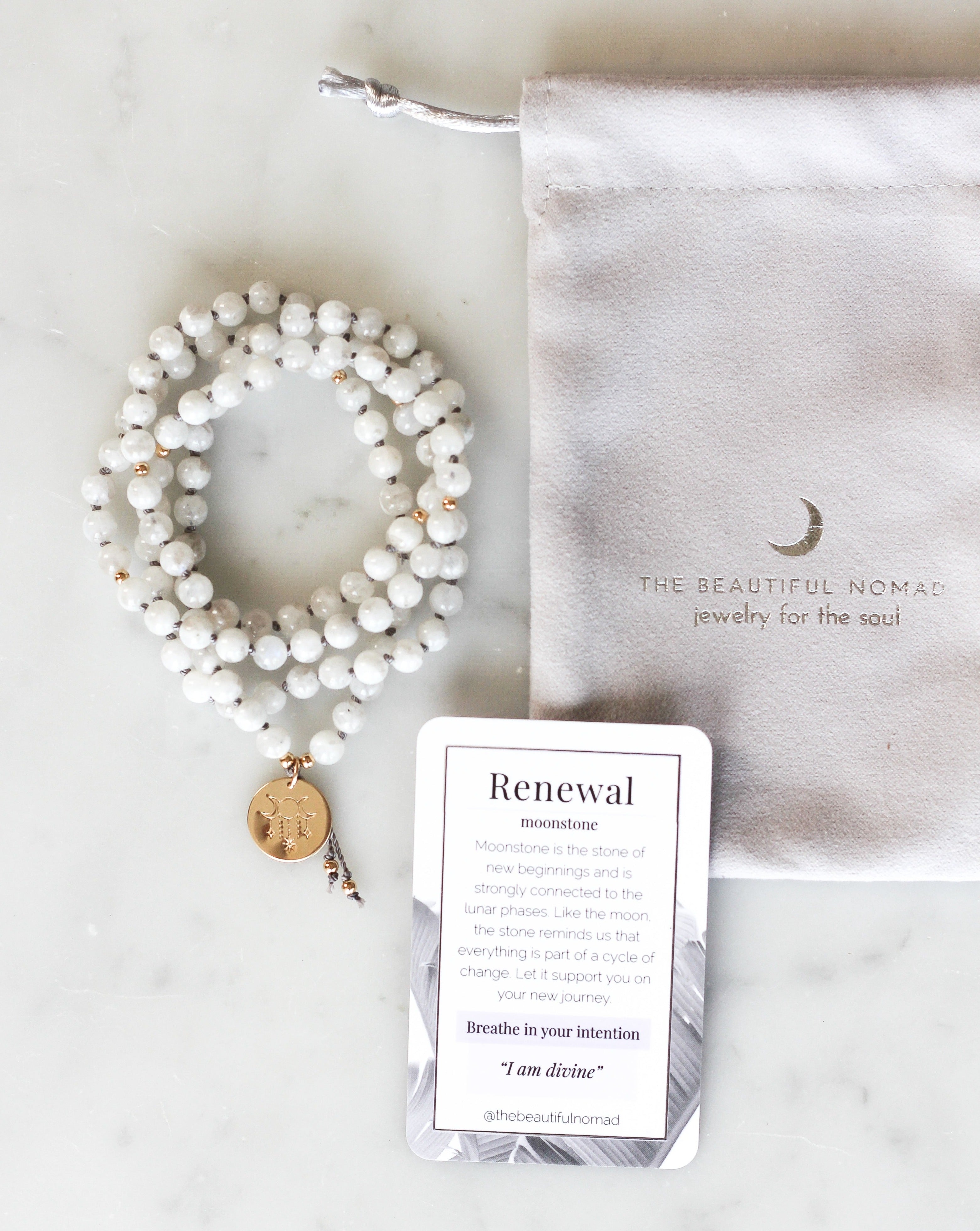 Moonstone Mala Pendant Necklace