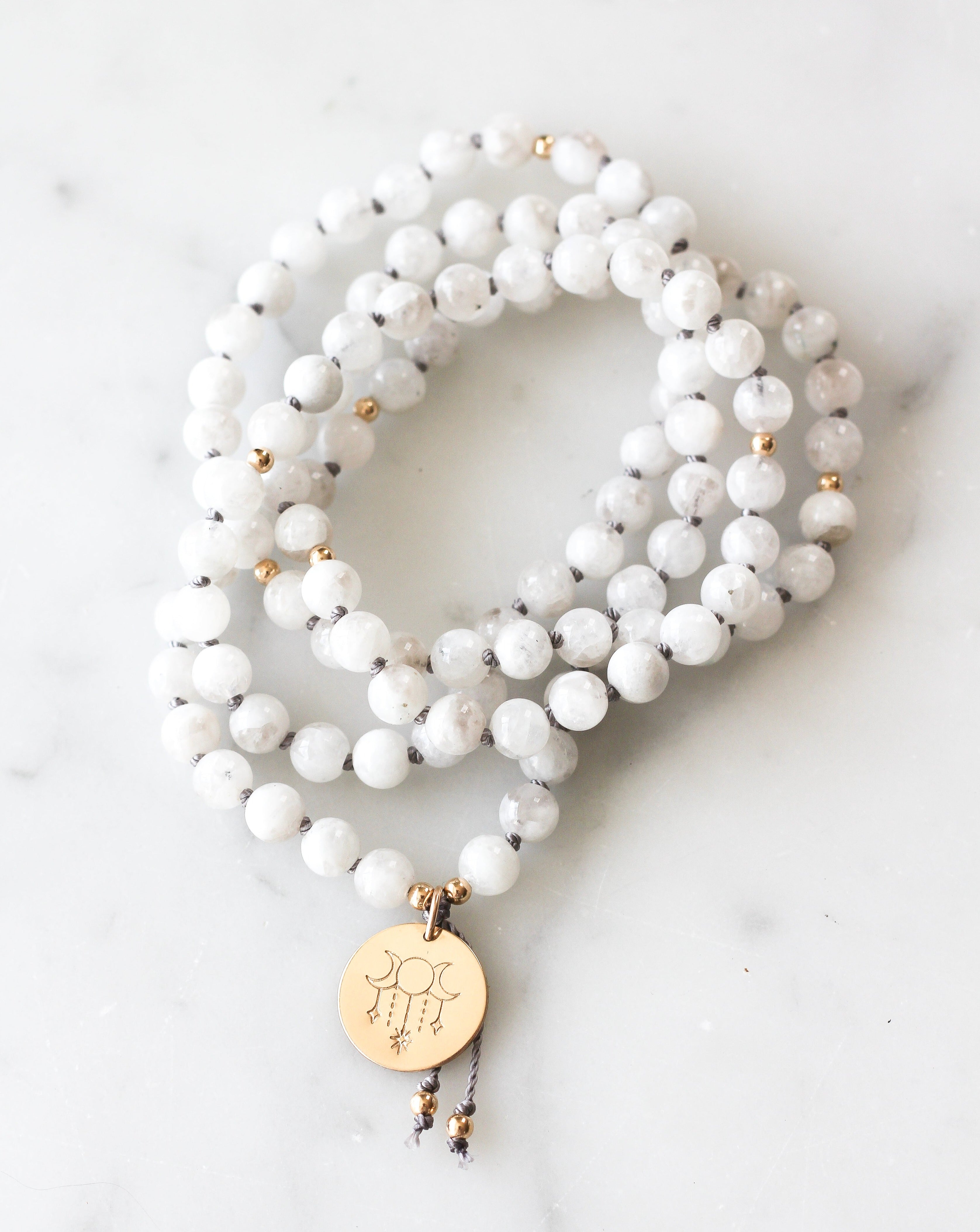 Moonstone Mala Pendant Necklace