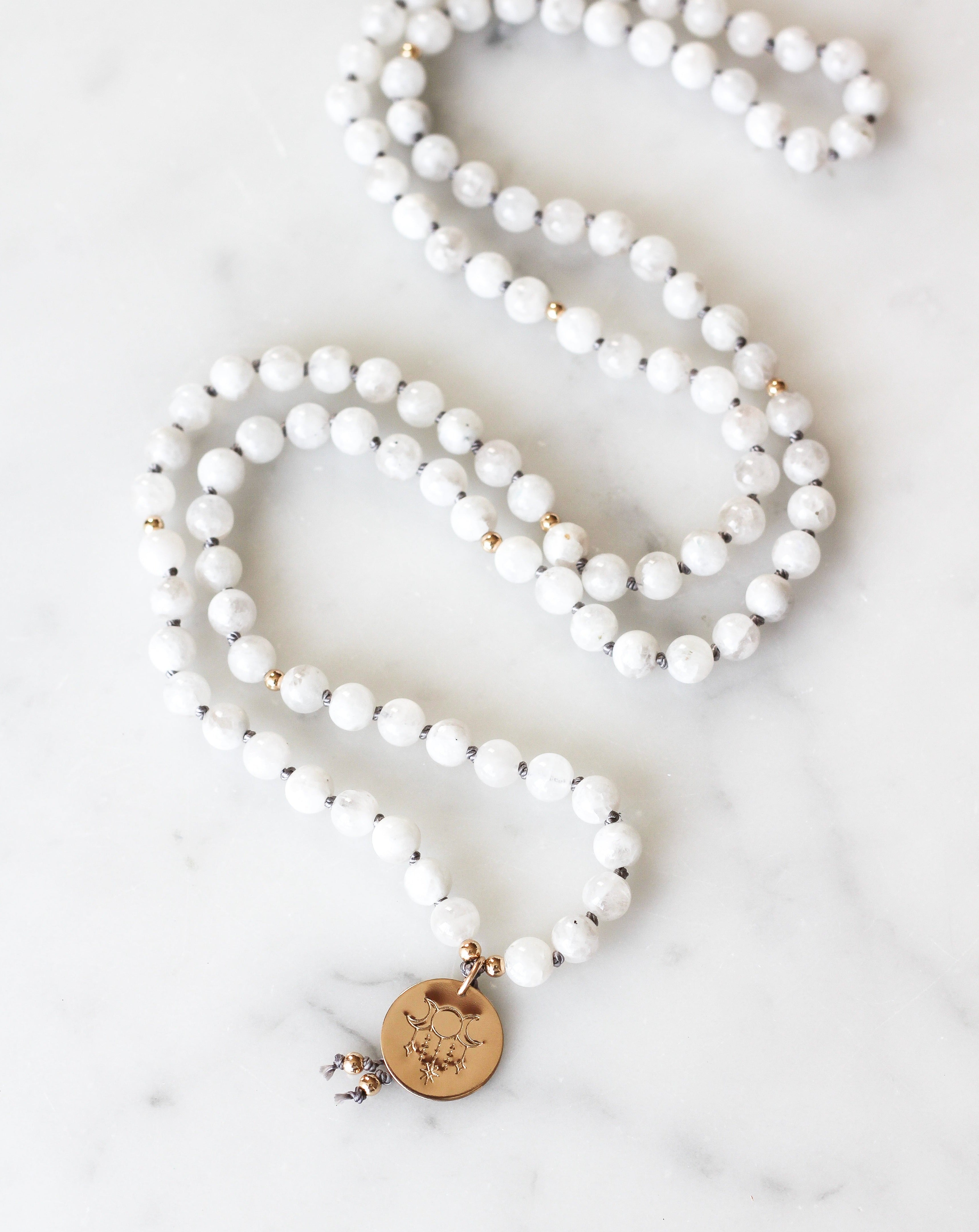 Moonstone Mala Pendant Necklace