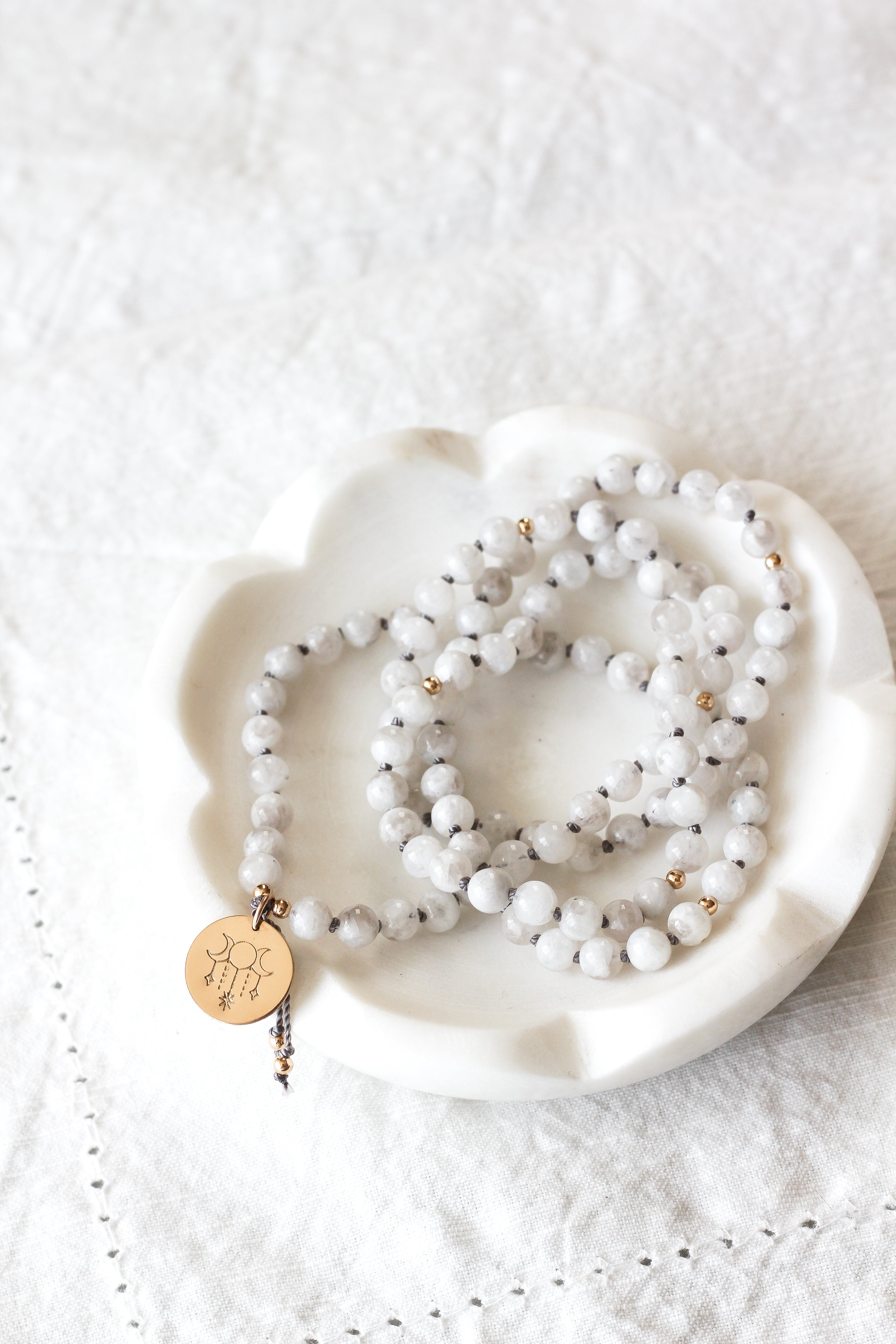 Moonstone Mala Pendant Necklace