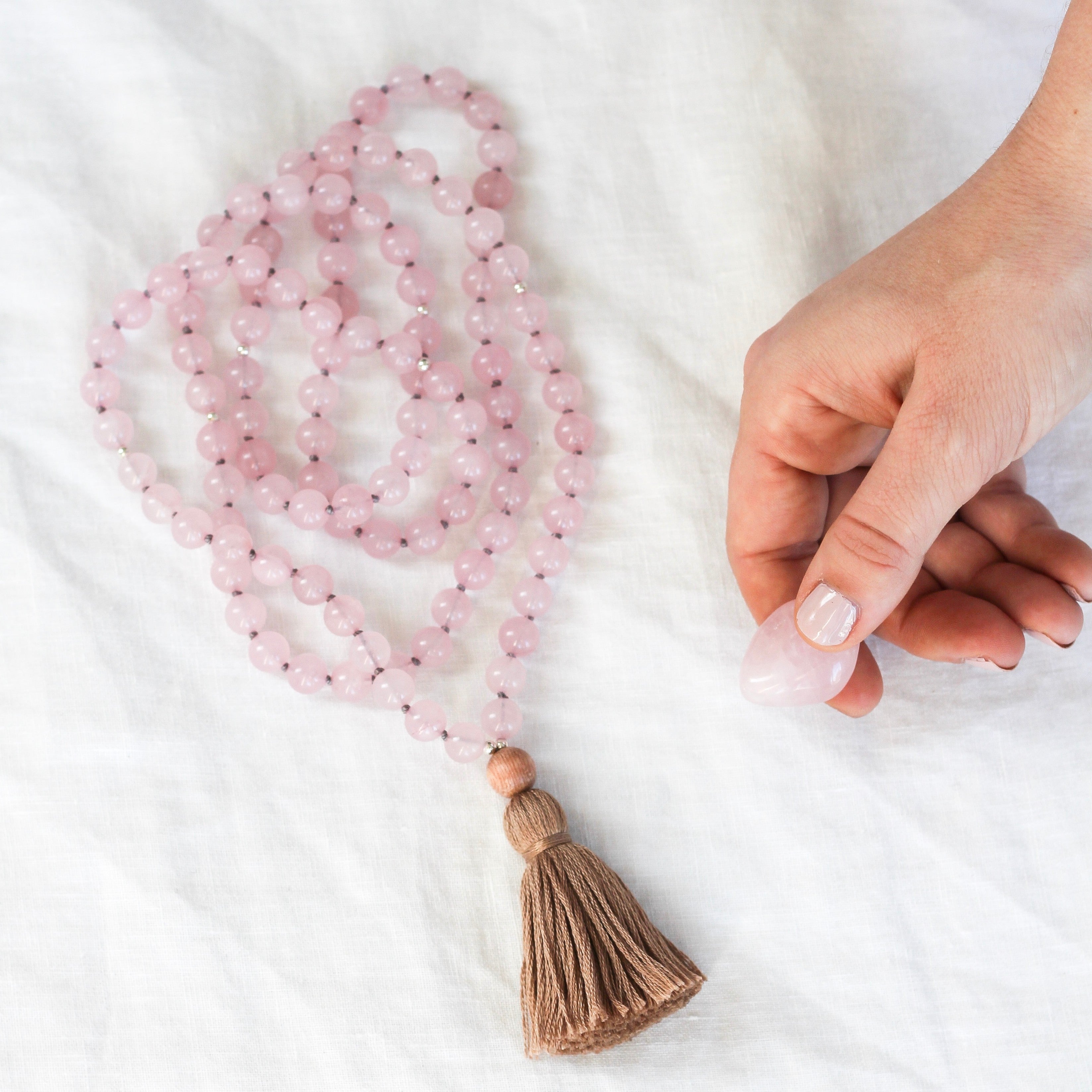 Moonstone Pendant Mala with Moon Charm