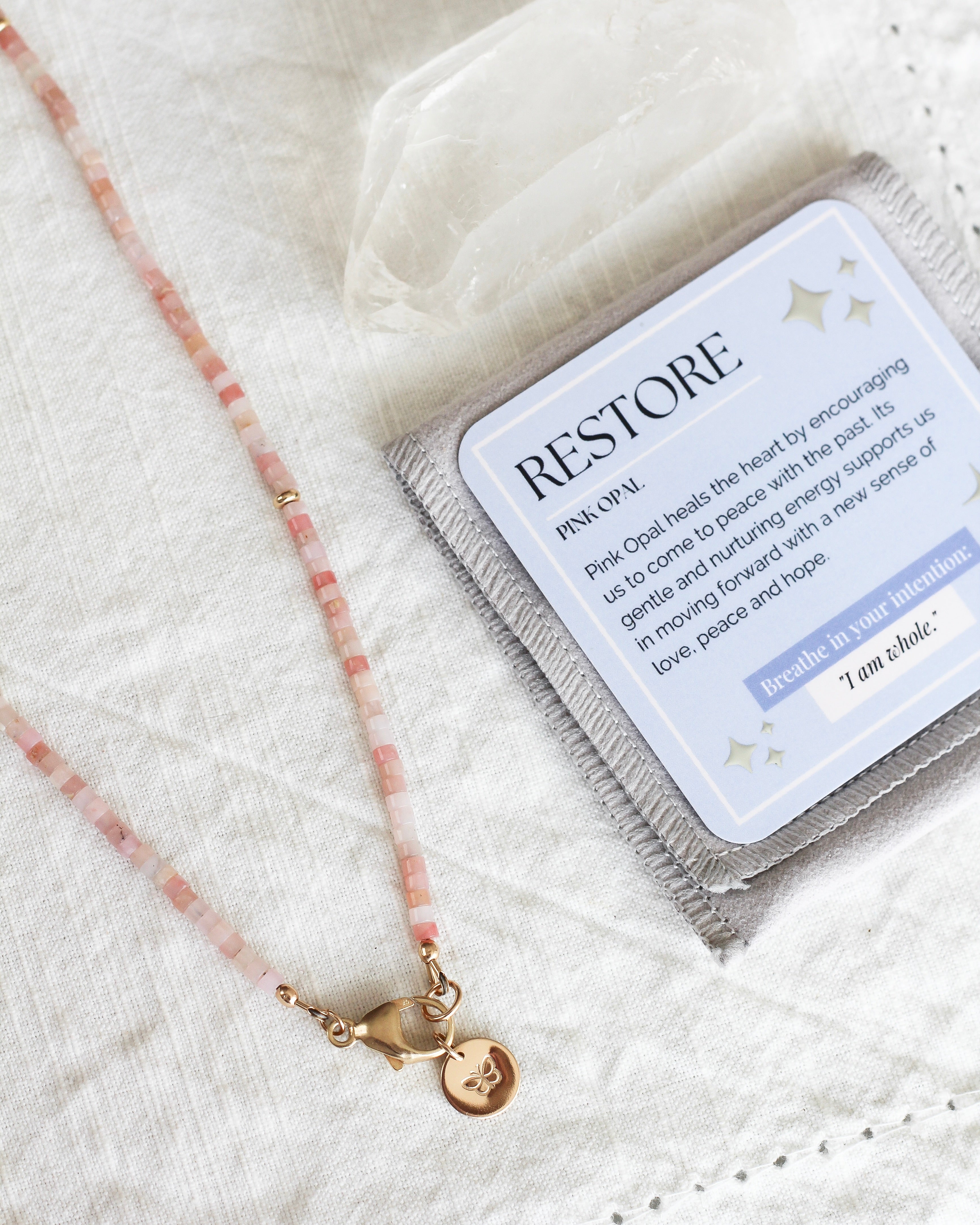 Restore Heishi Necklace | Pink Opal