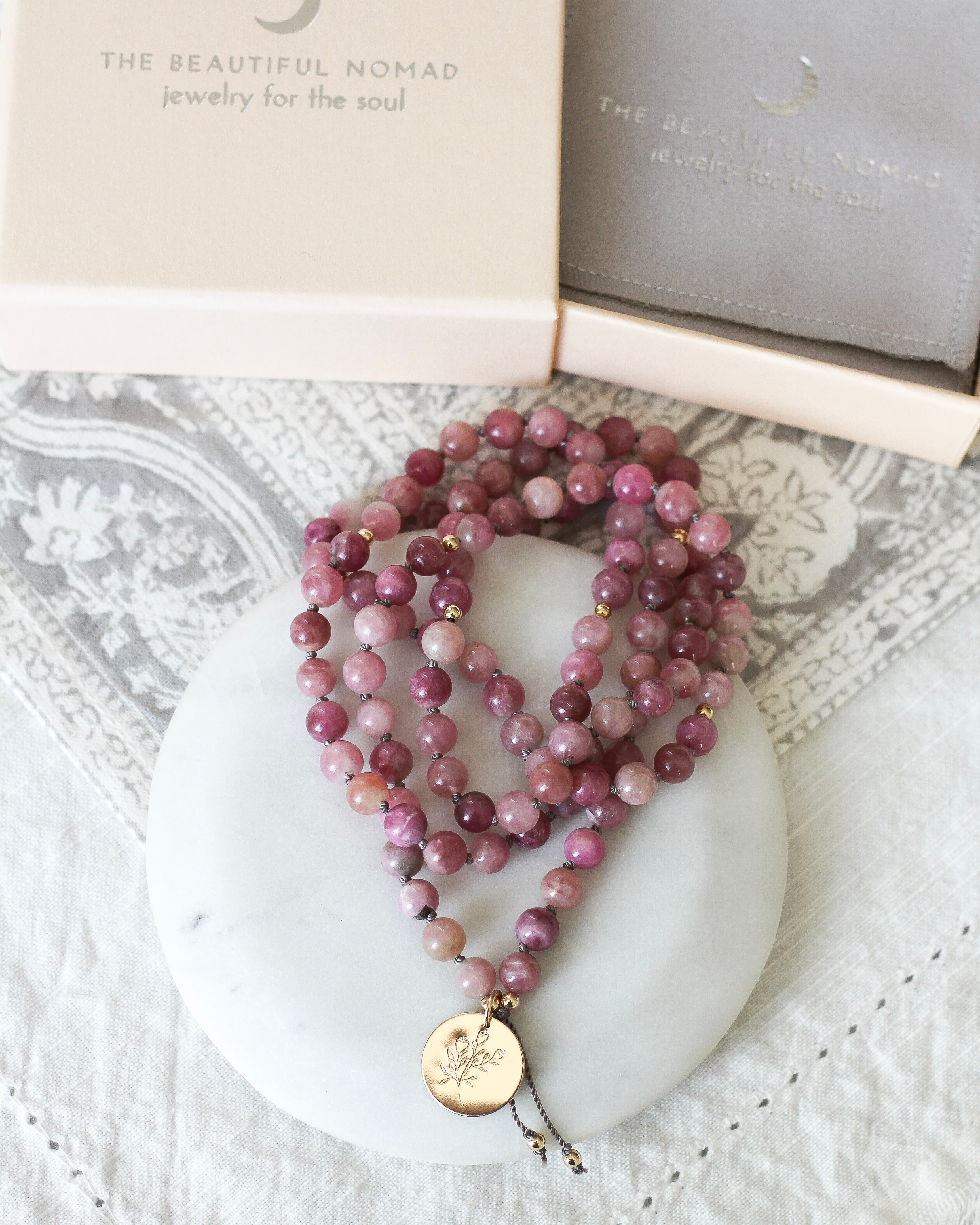 Nurture Mala Pendant Necklace | Pink Tourmaline