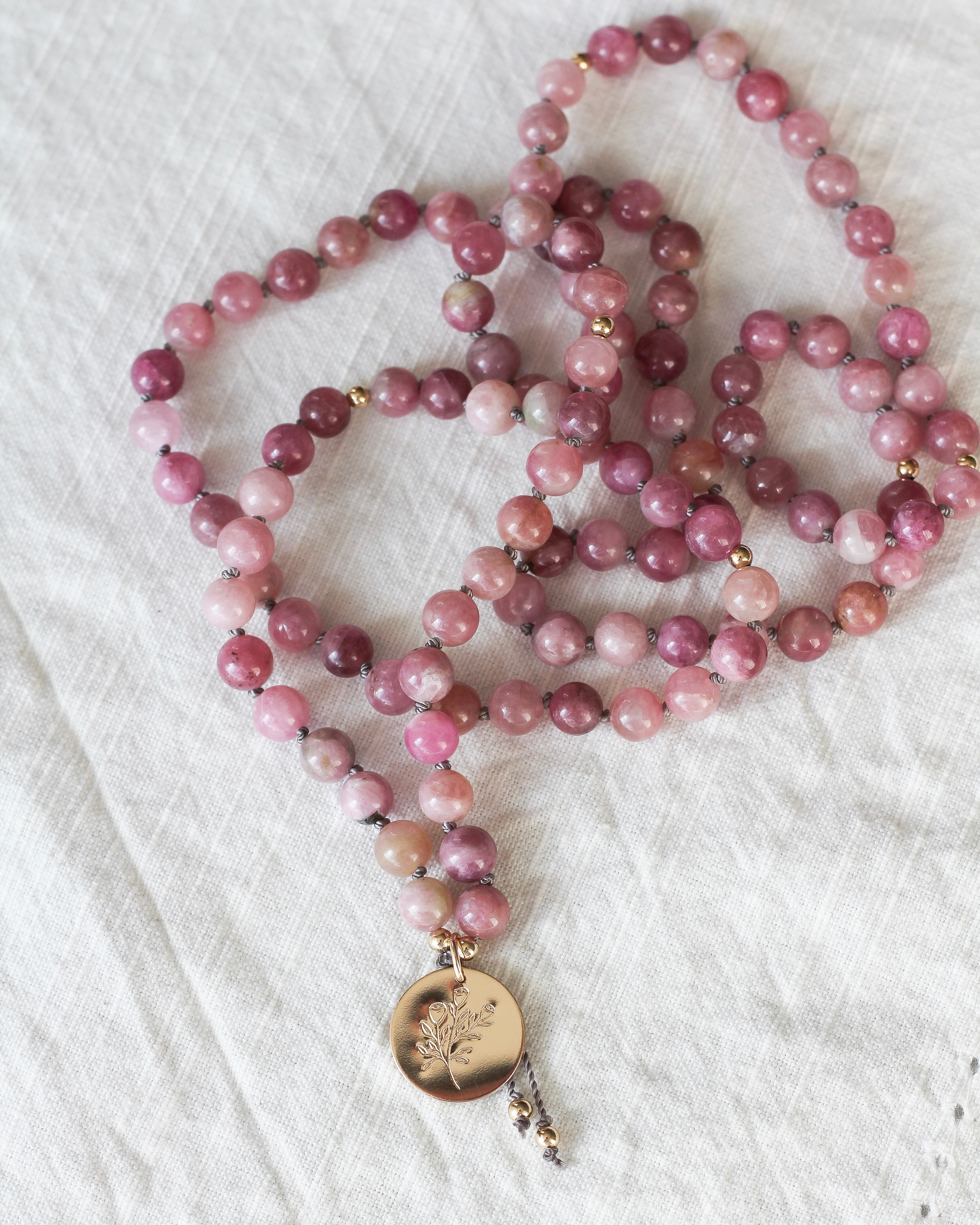 Nurture Mala Pendant Necklace | Pink Tourmaline