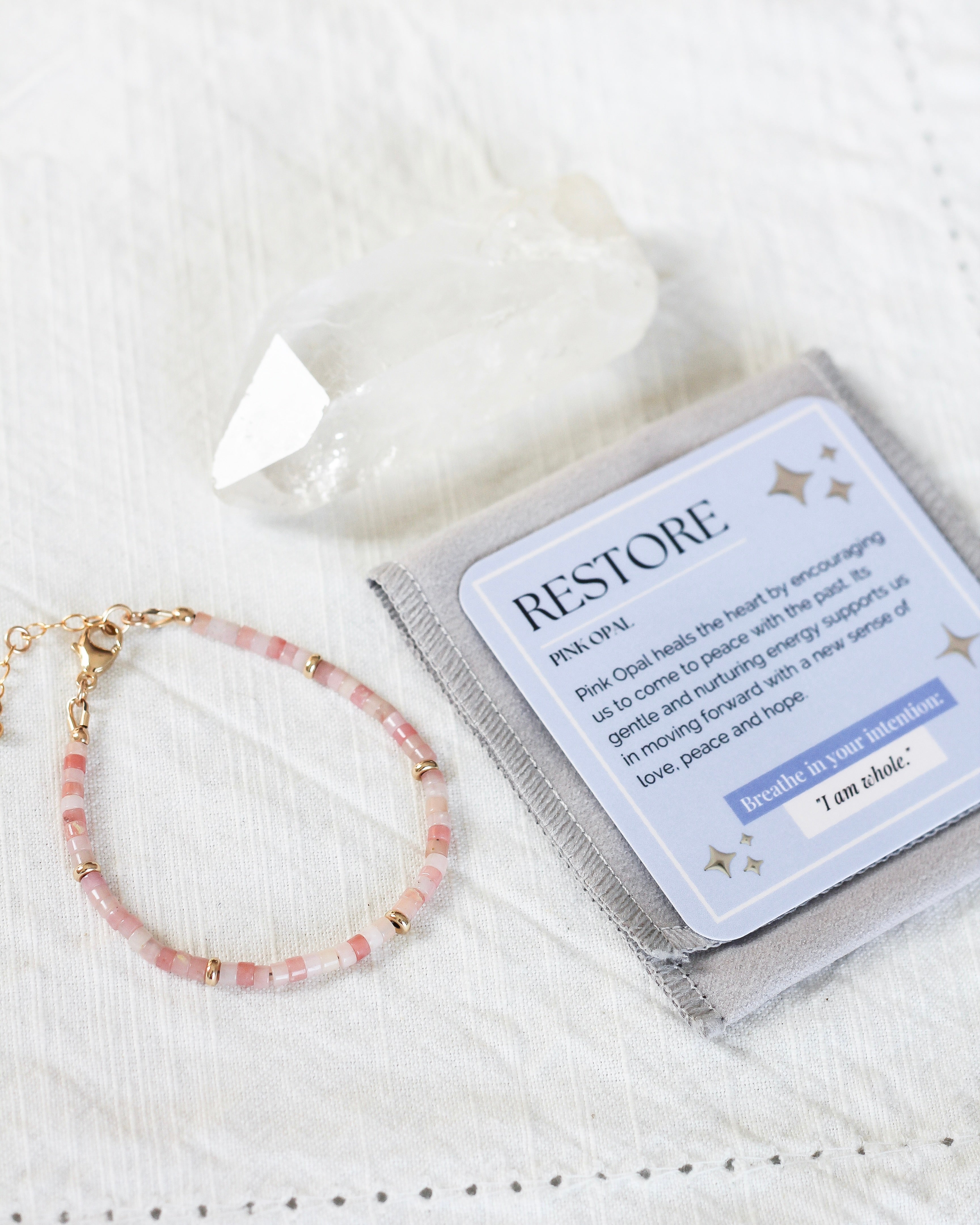Restore Heishi Bracelet | Pink Opal