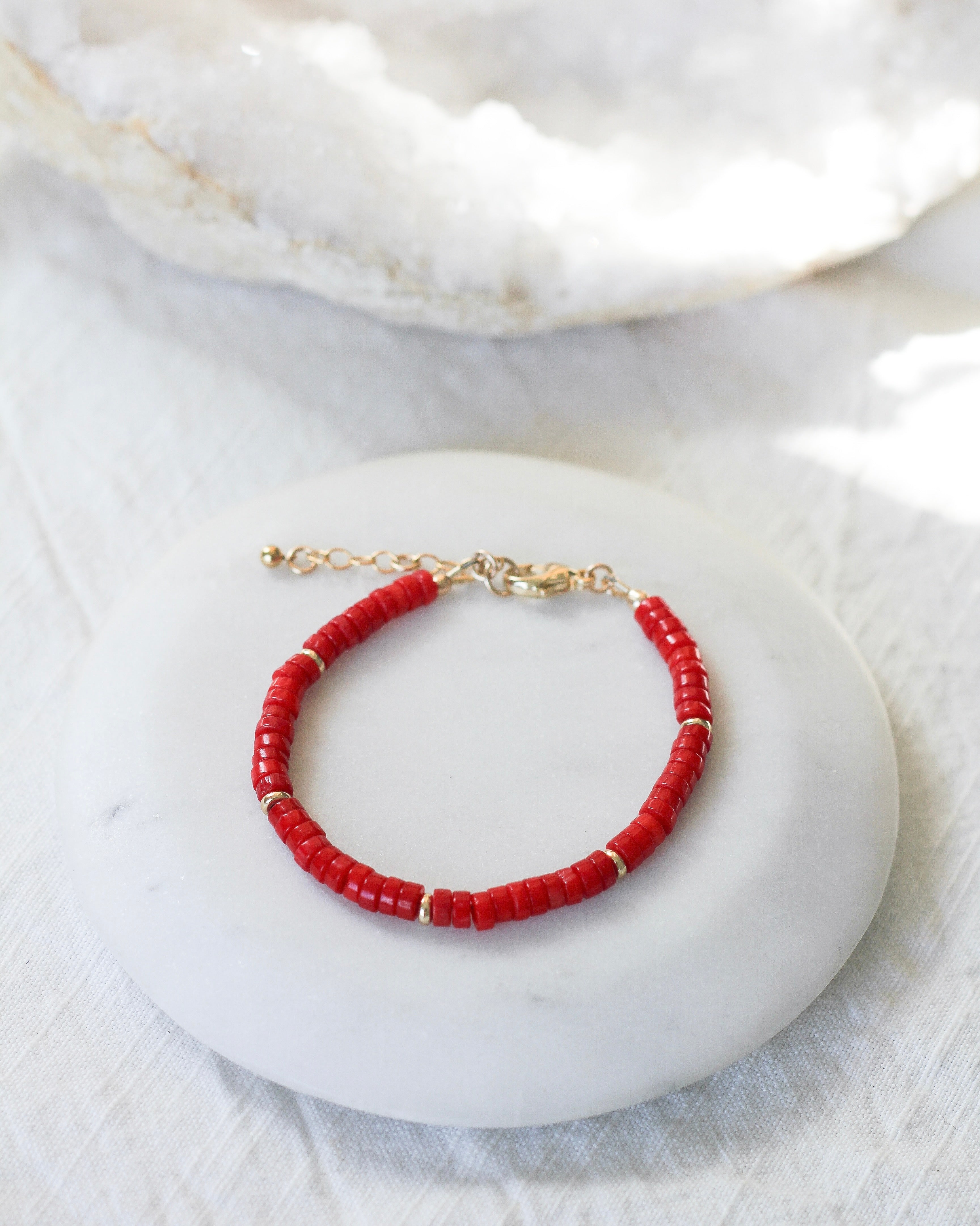 Vibrance Heishi Bracelet | Red Coral