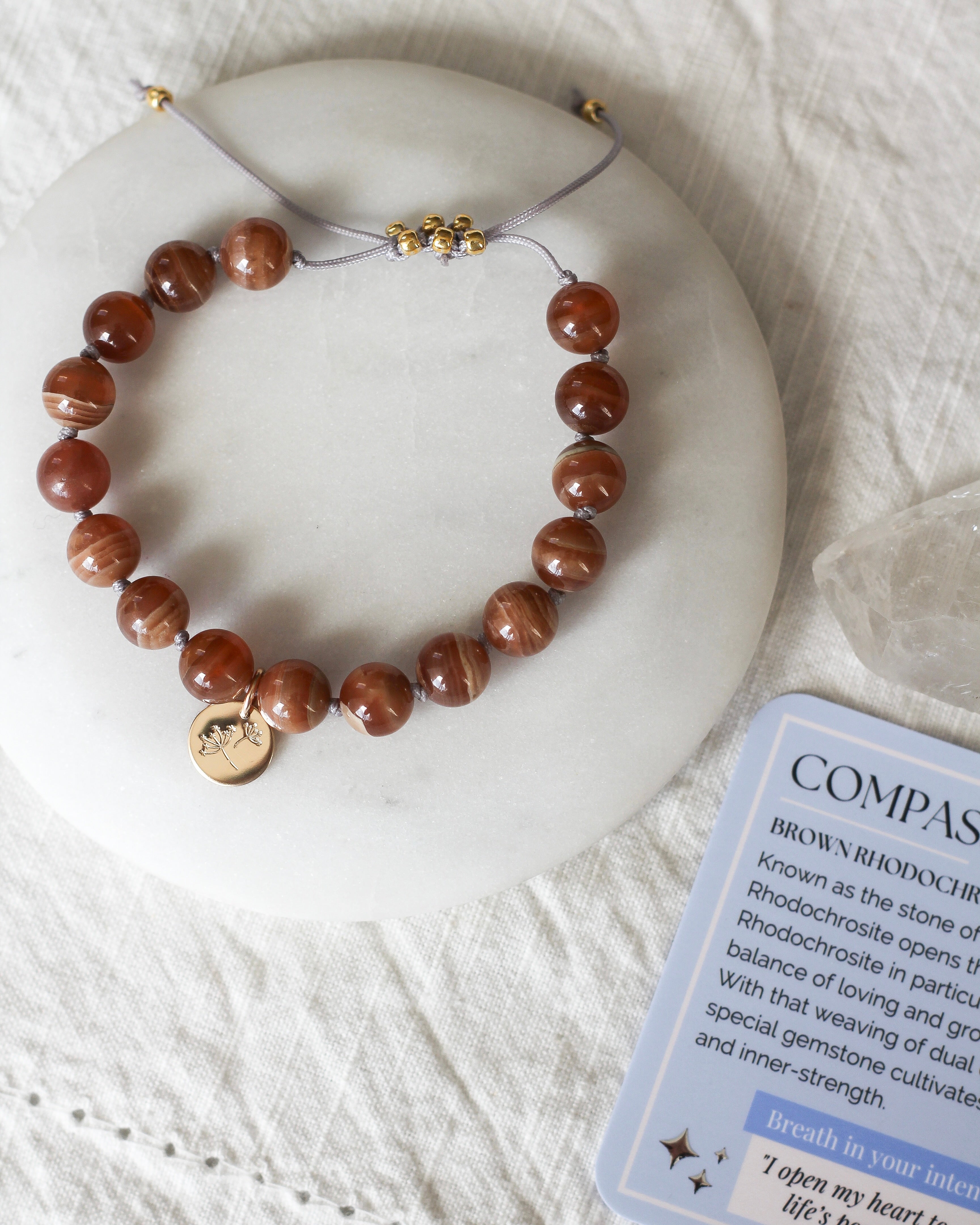 Compassion Mala Bracelet | Brown Rhodochrosite