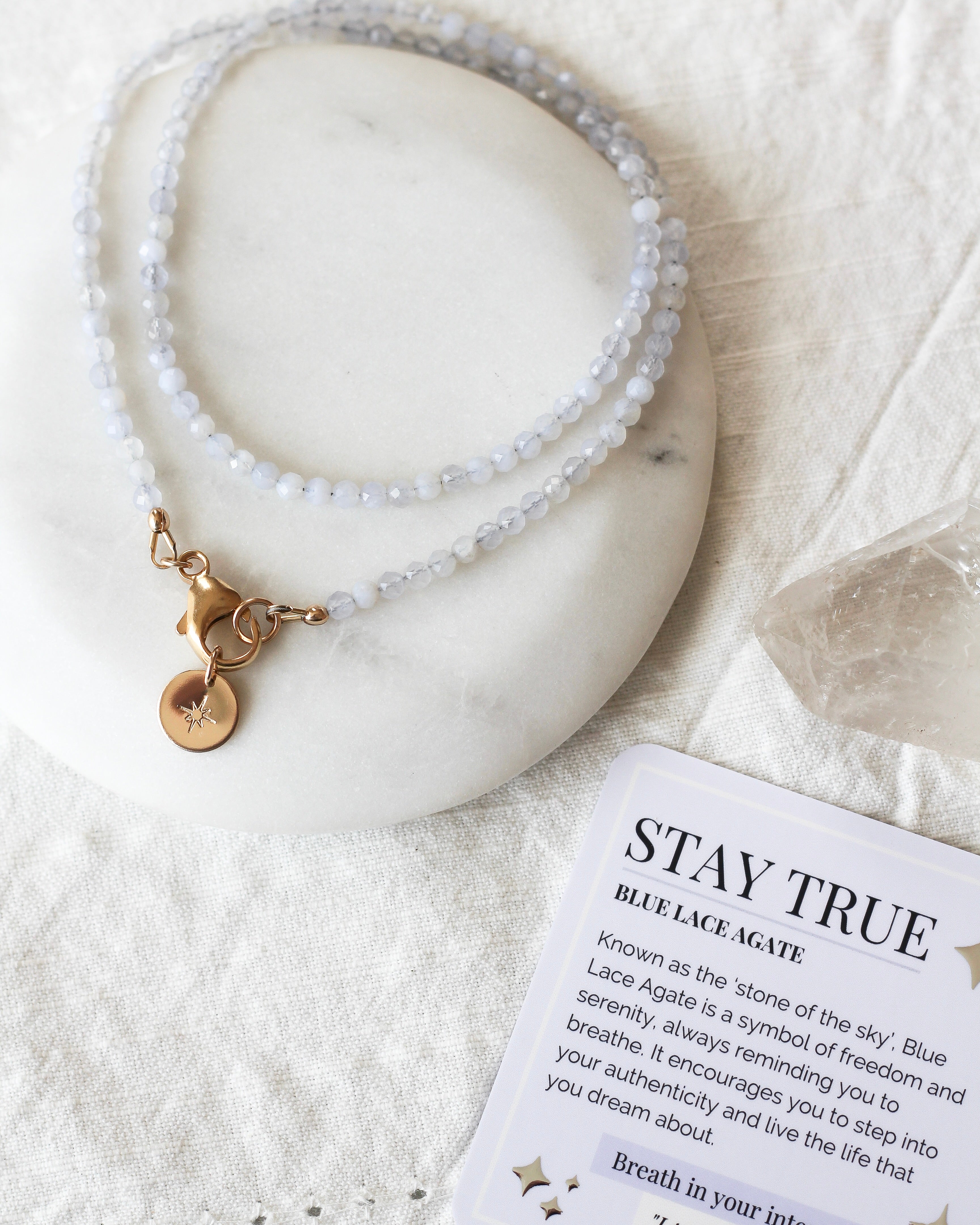 Stay True Intention Necklace | Blue Lace Agate