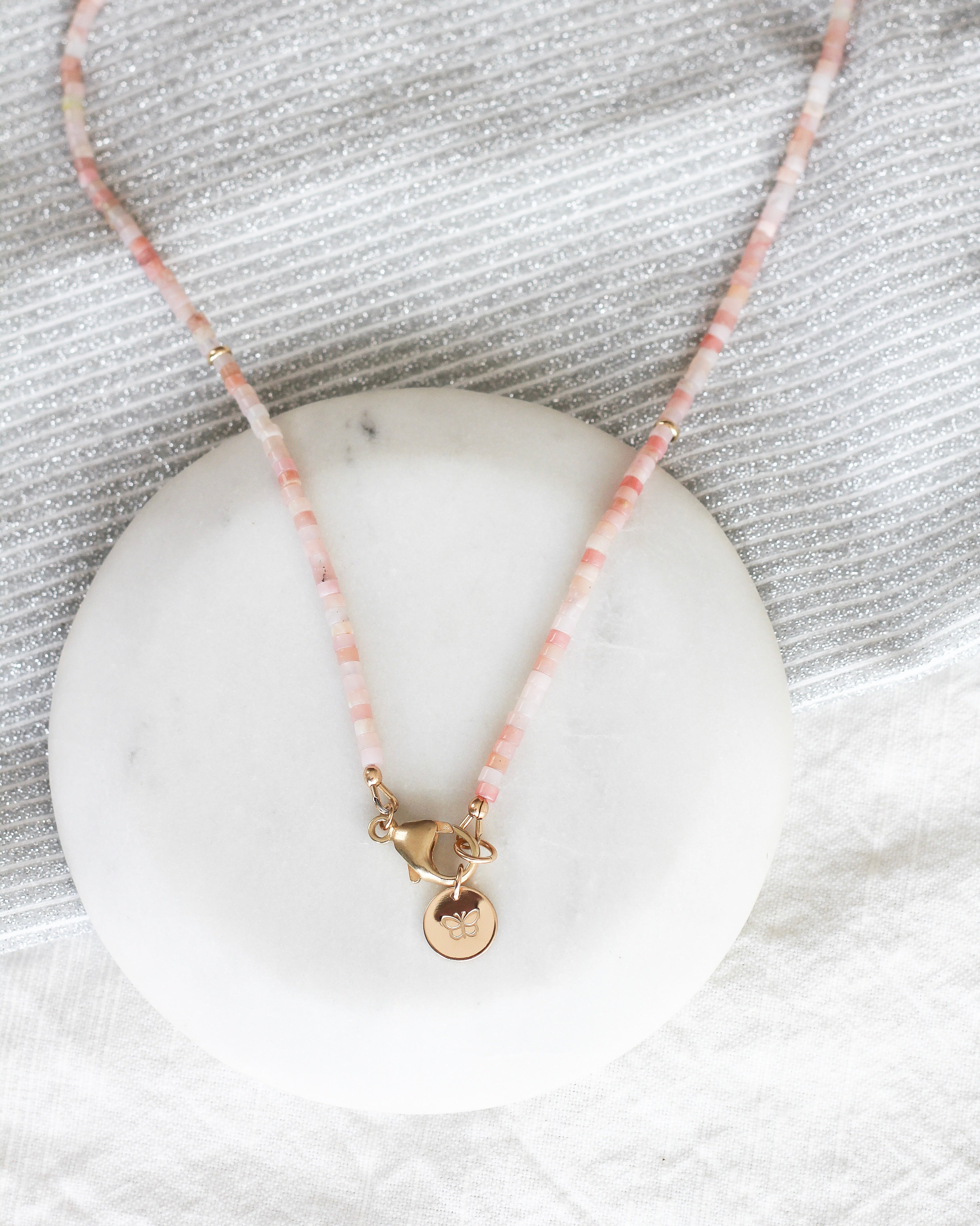 Restore Heishi Necklace | Pink Opal