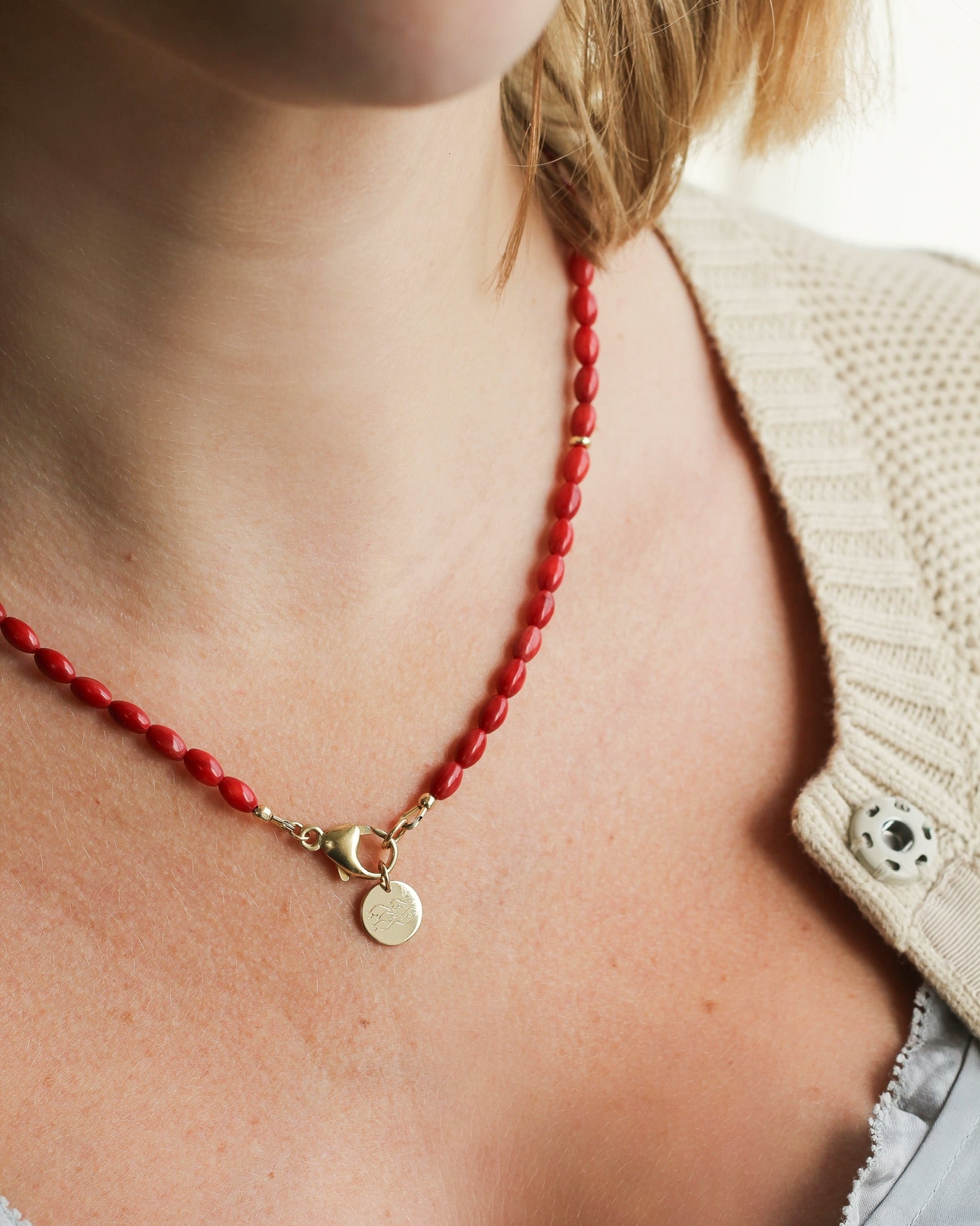 Vibrance Barrel Necklace | Red Coral