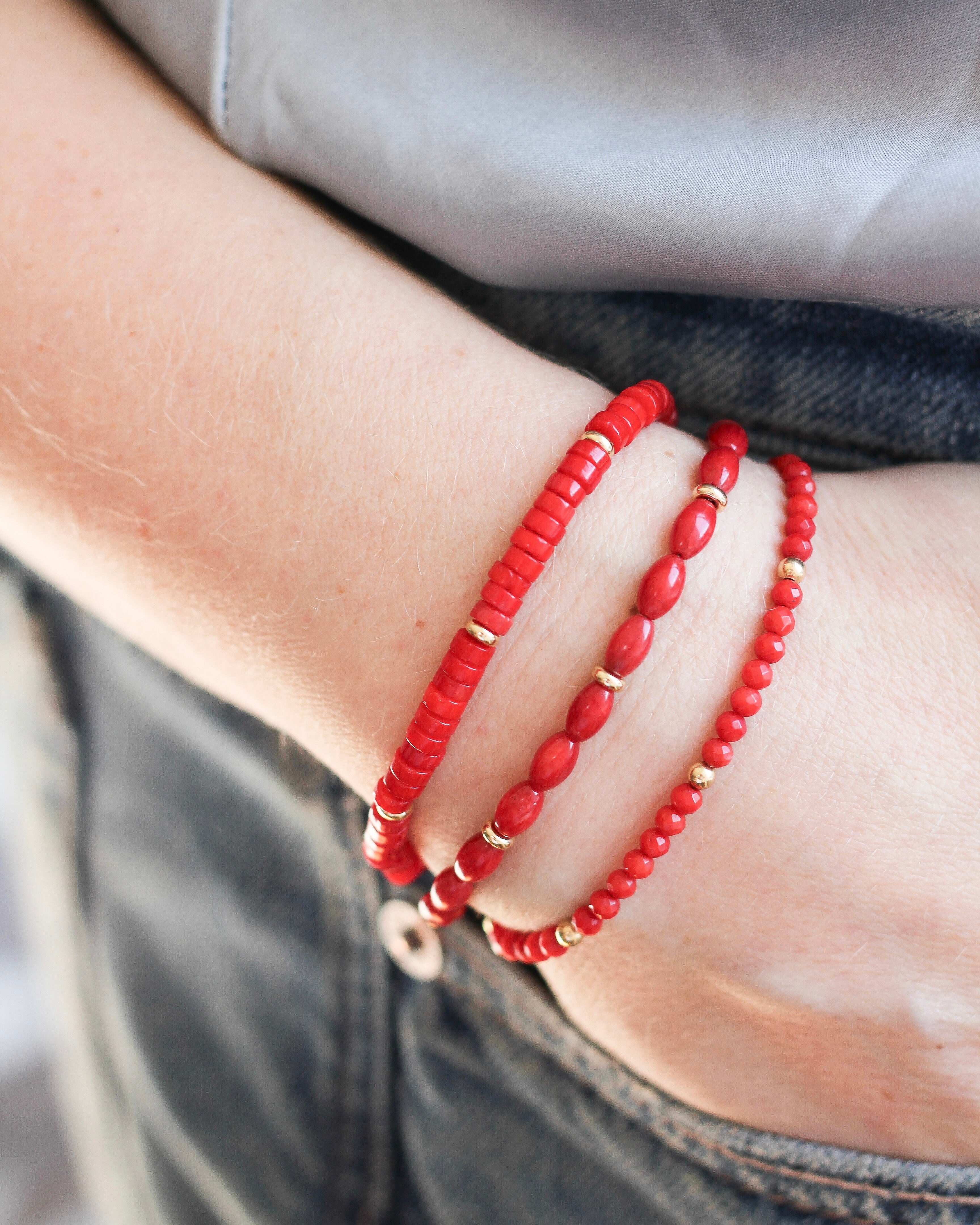 Vibrance Heishi Bracelet | Red Coral