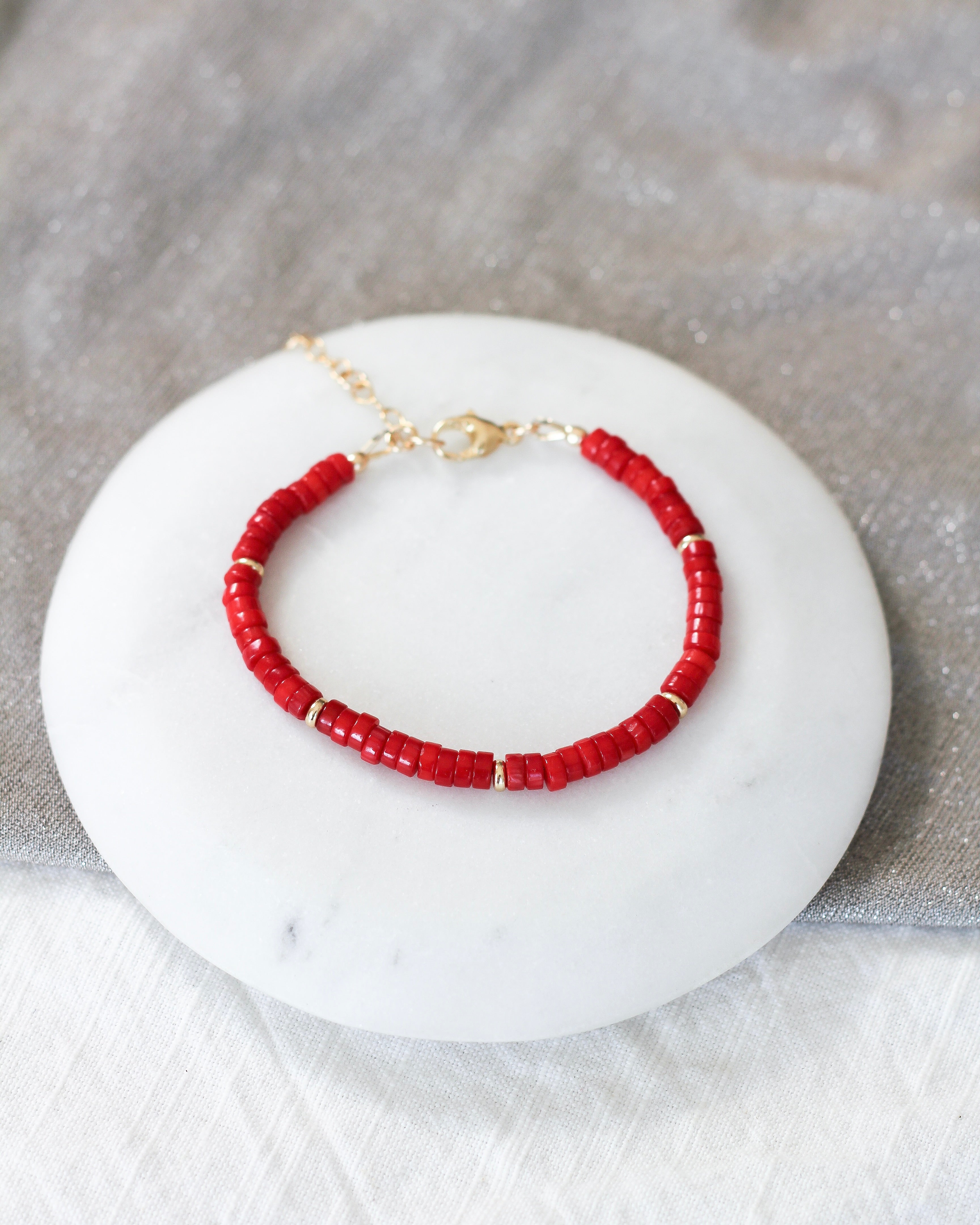 Vibrance Heishi Bracelet | Red Coral