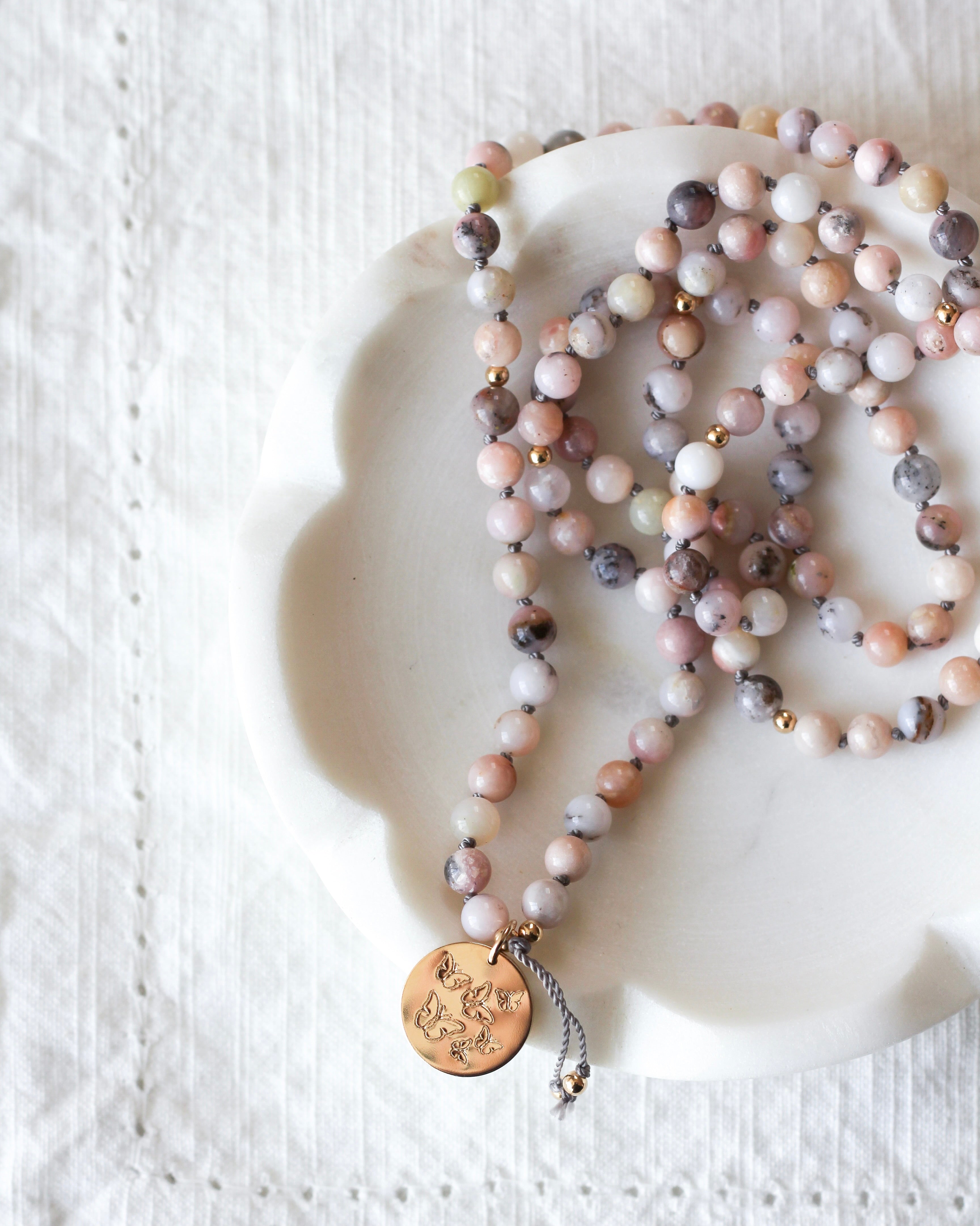 Restore Mala Pendant Necklace | Pink Opal