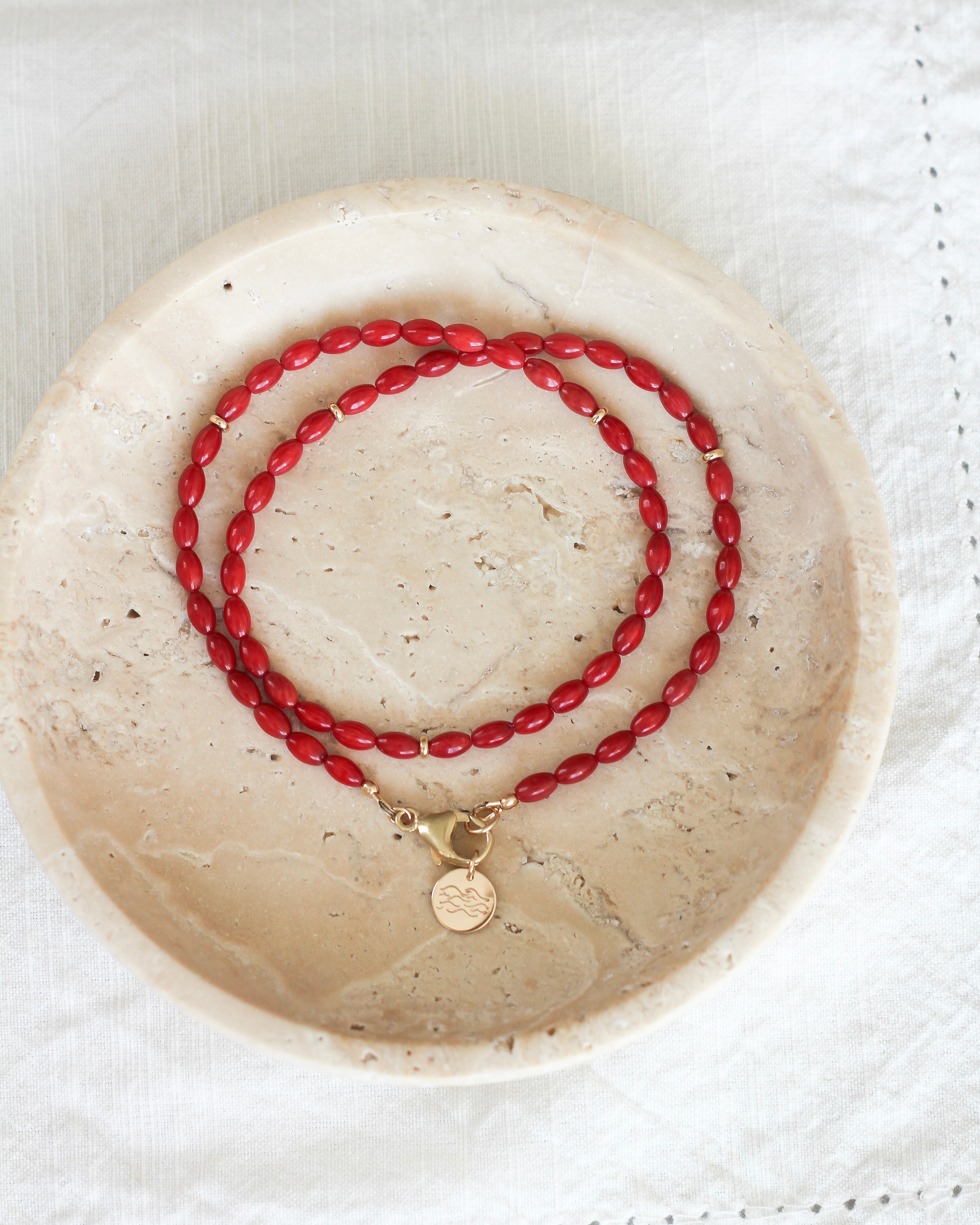 Vibrance Barrel Necklace | Red Coral