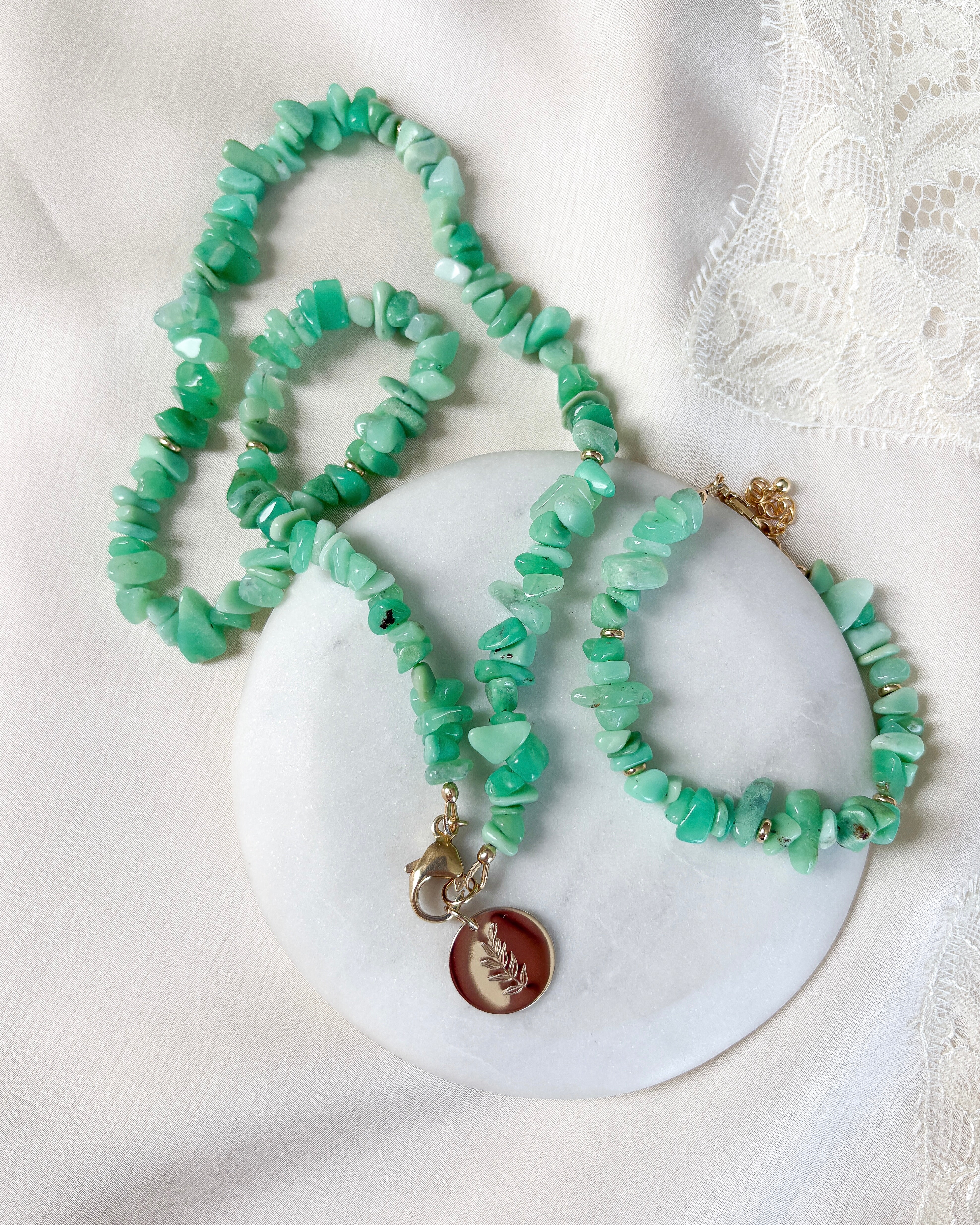 Brighten Pebble Necklace | Chrysoprase
