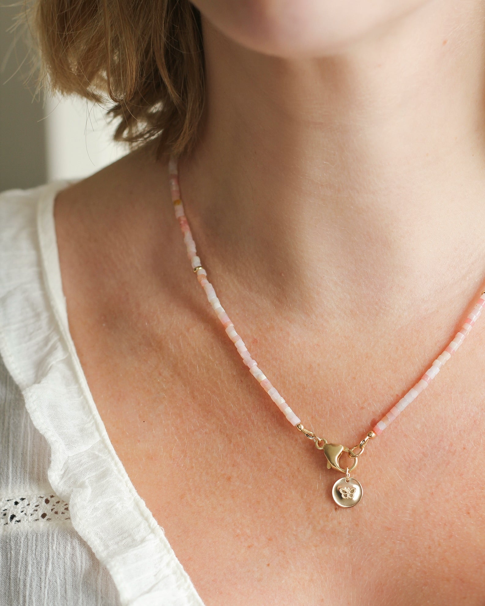 Restore Heishi Necklace | Pink Opal