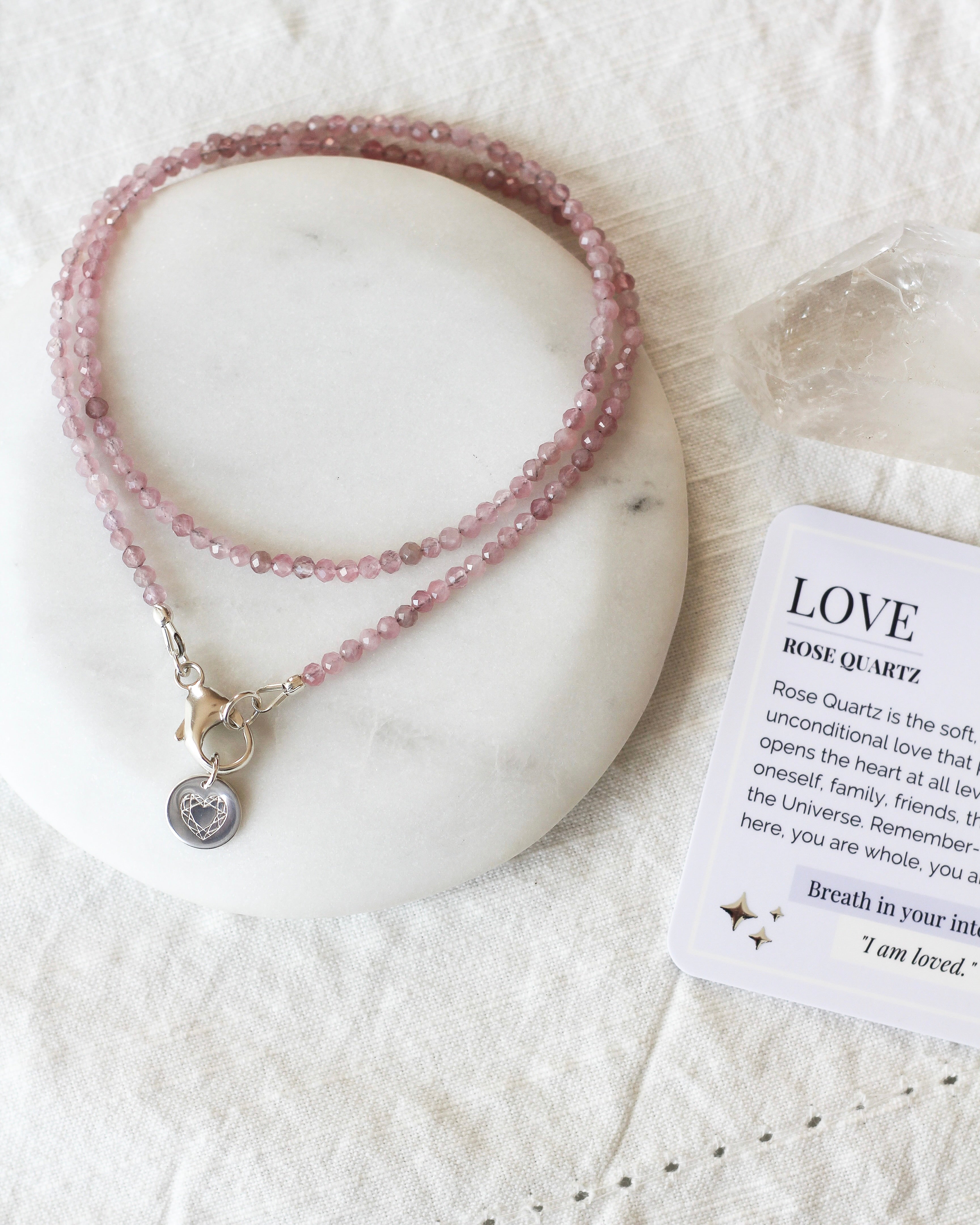 Love Intention Necklace | Rose Quartz