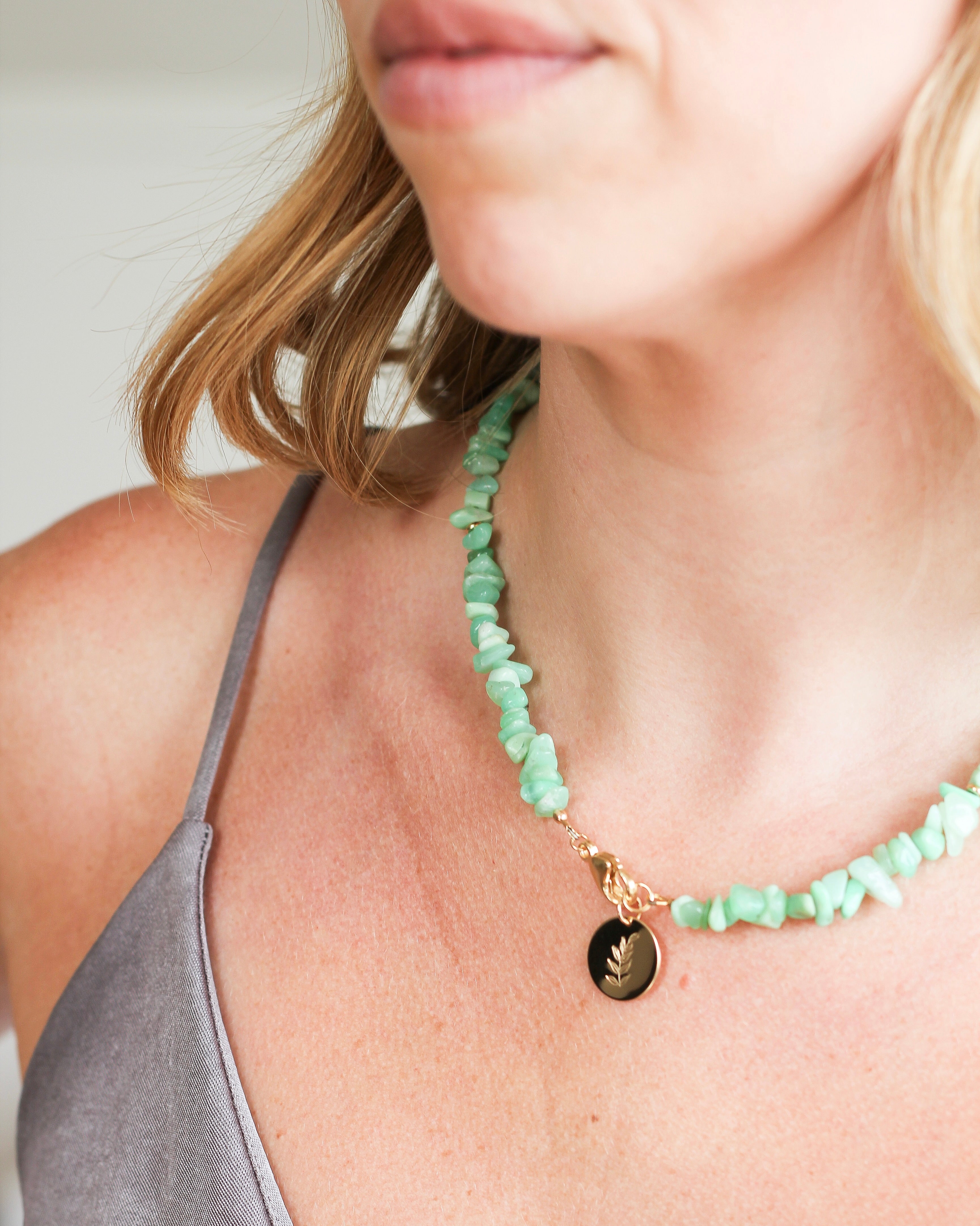 Brighten Pebble Necklace | Chrysoprase