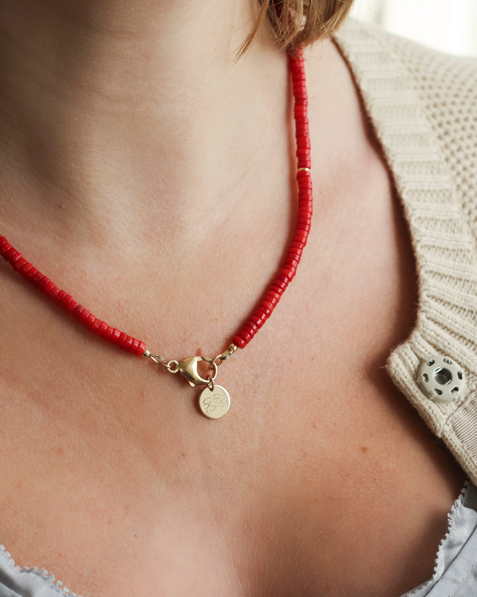 Vibrance Heishi Necklace | Red Coral