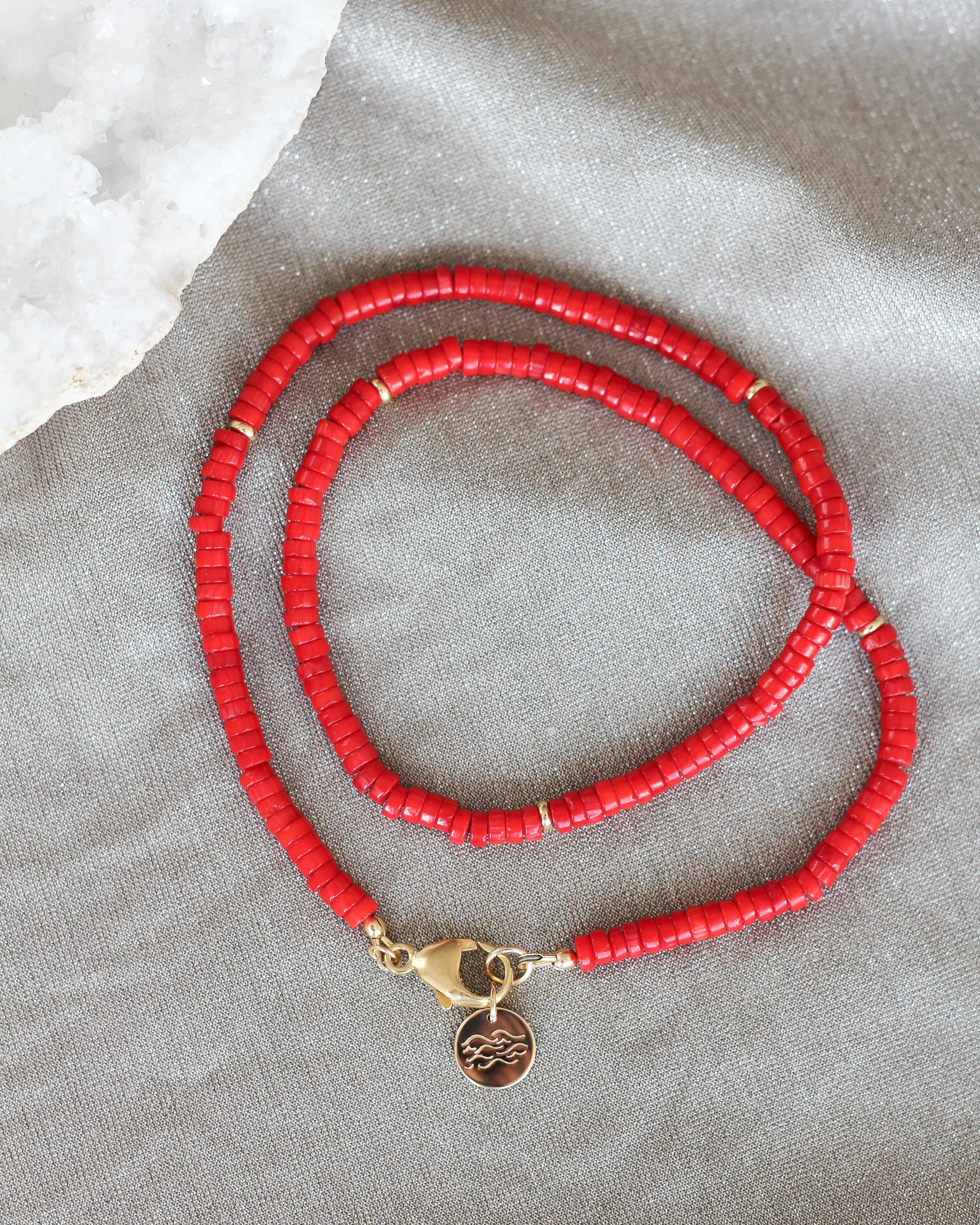 Vibrance Heishi Necklace | Red Coral