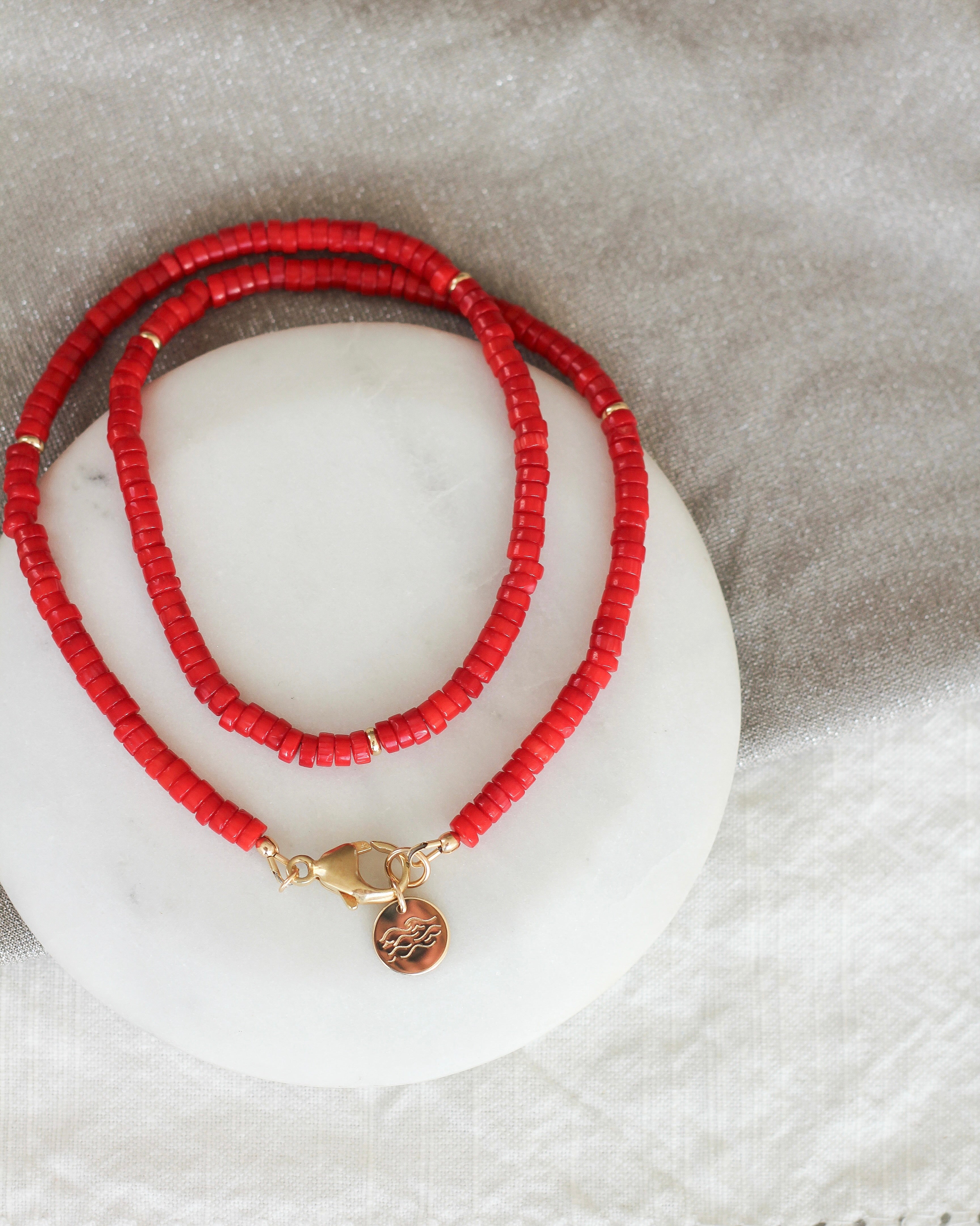 Vibrance Heishi Necklace | Red Coral