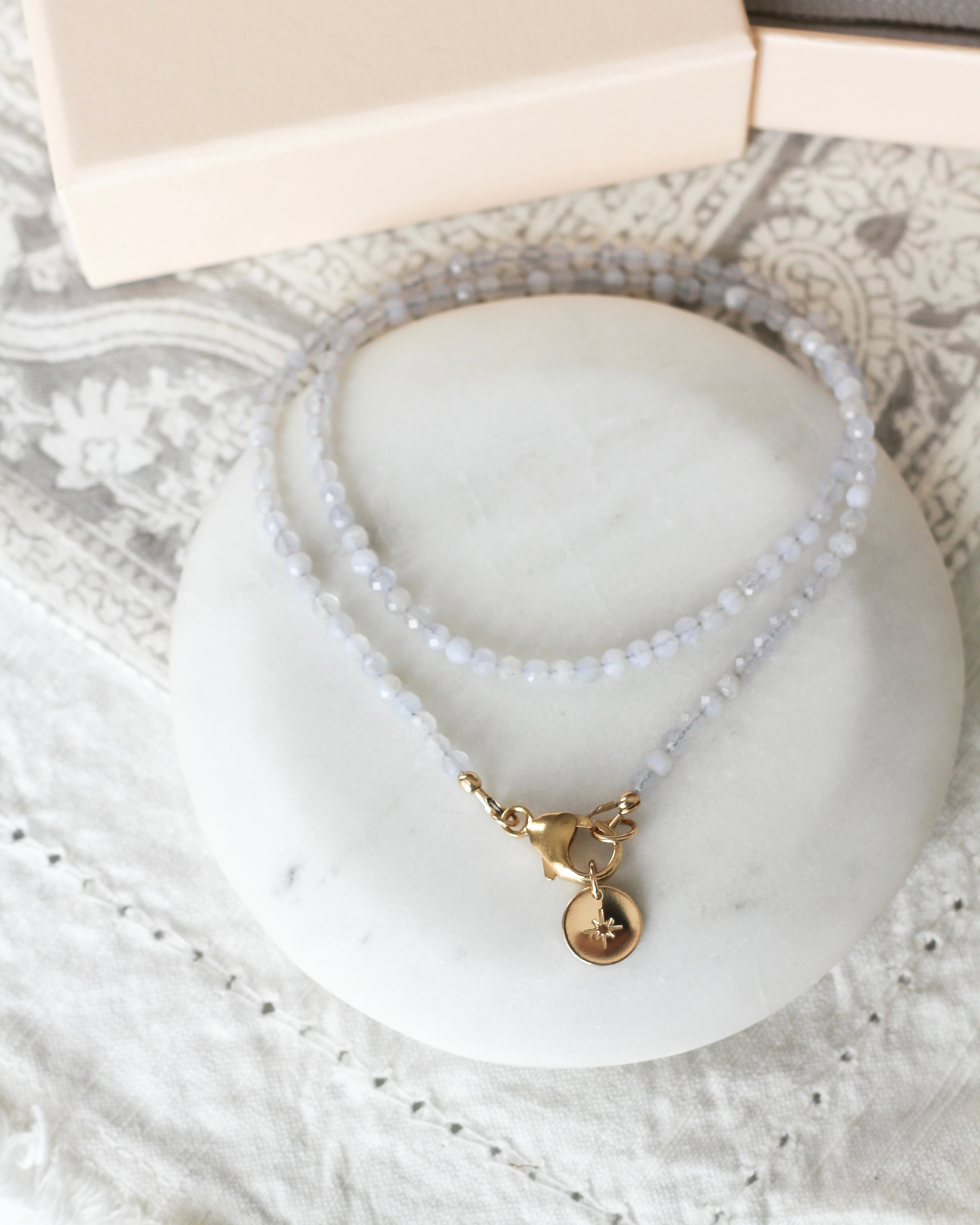 Stay True Intention Necklace | Blue Lace Agate