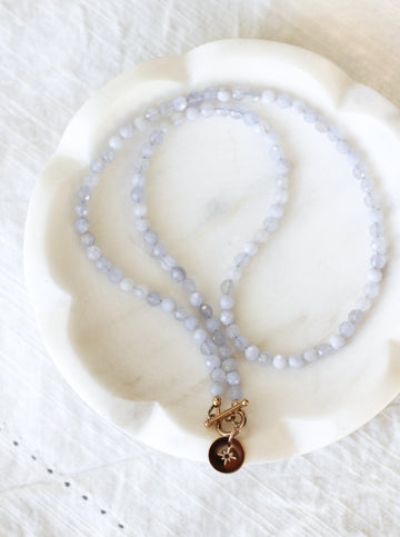 Blue Lace Agate Intention Necklace | Stay True Collection