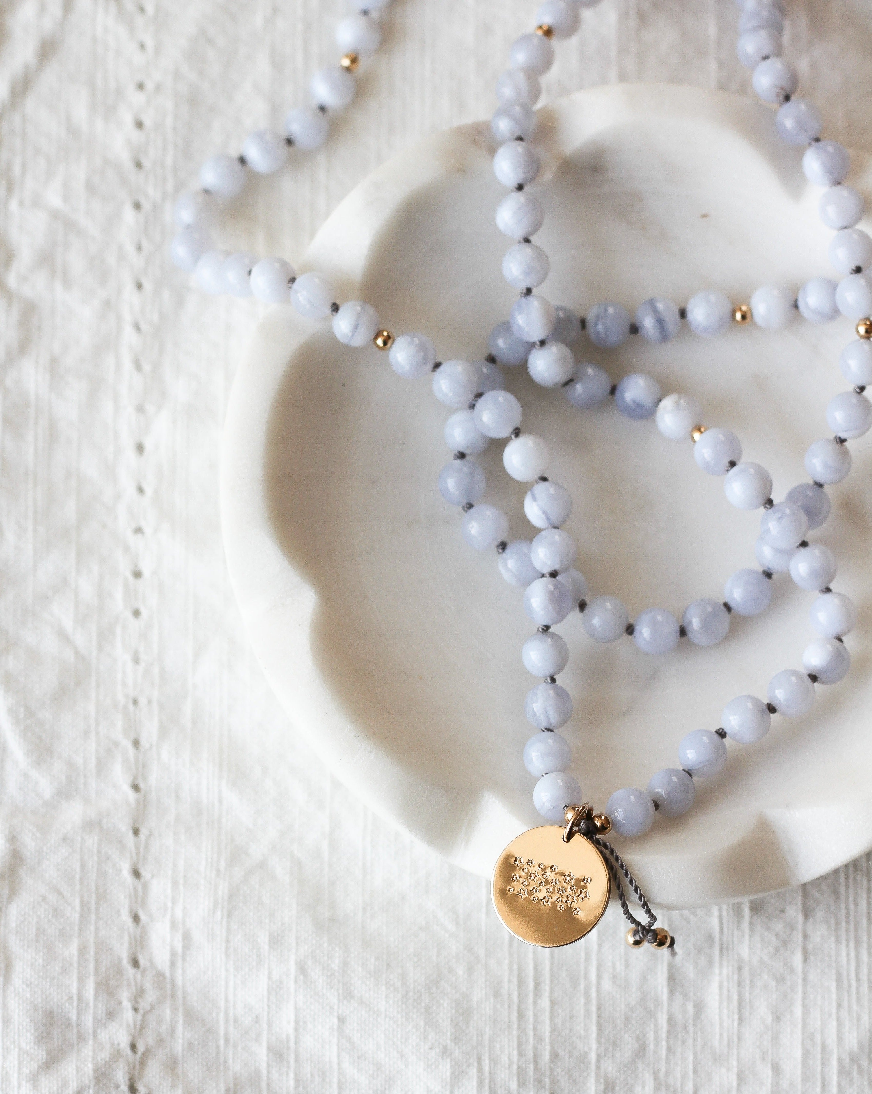 blue lace agate pendant mala