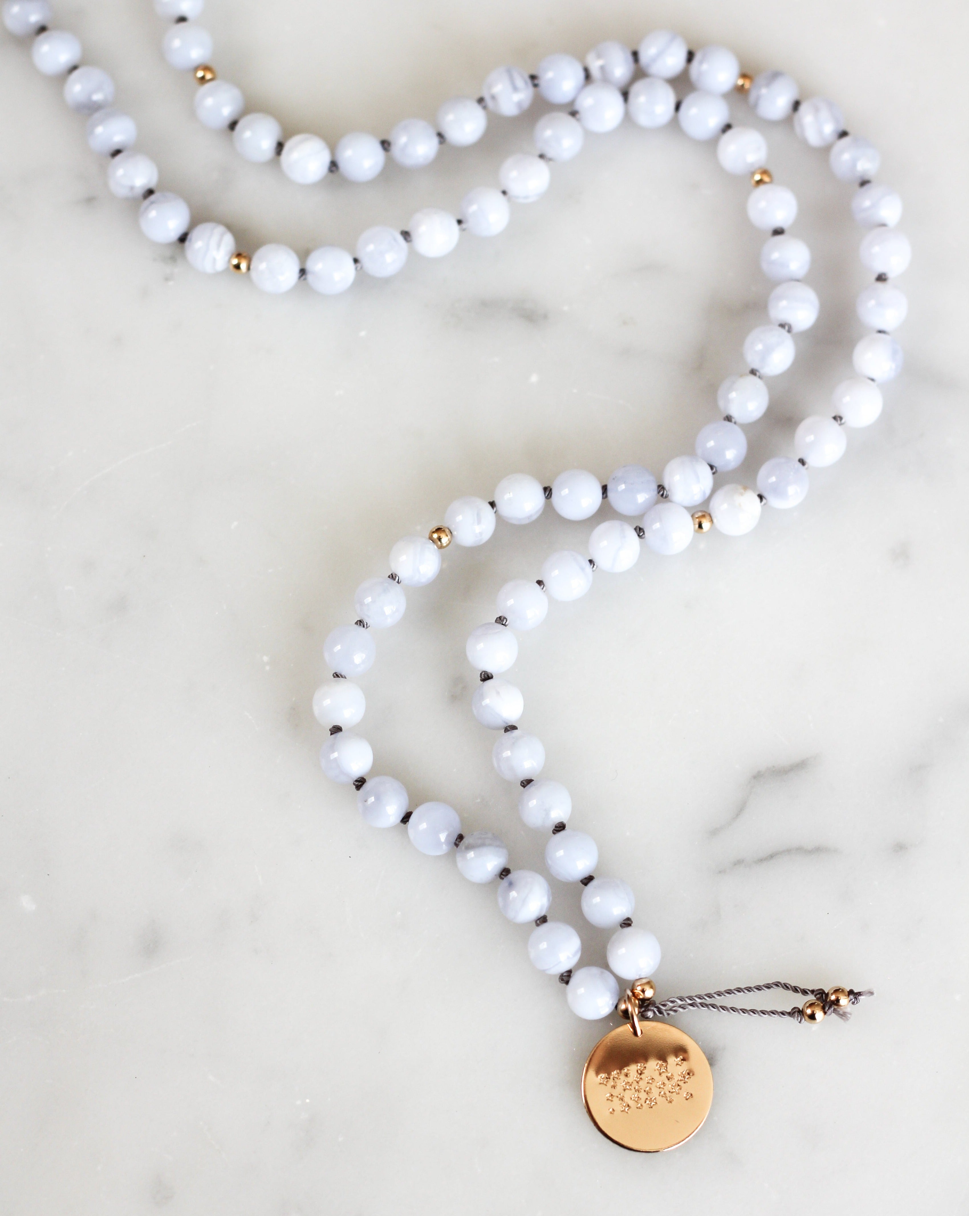 blue lace agate pendant mala