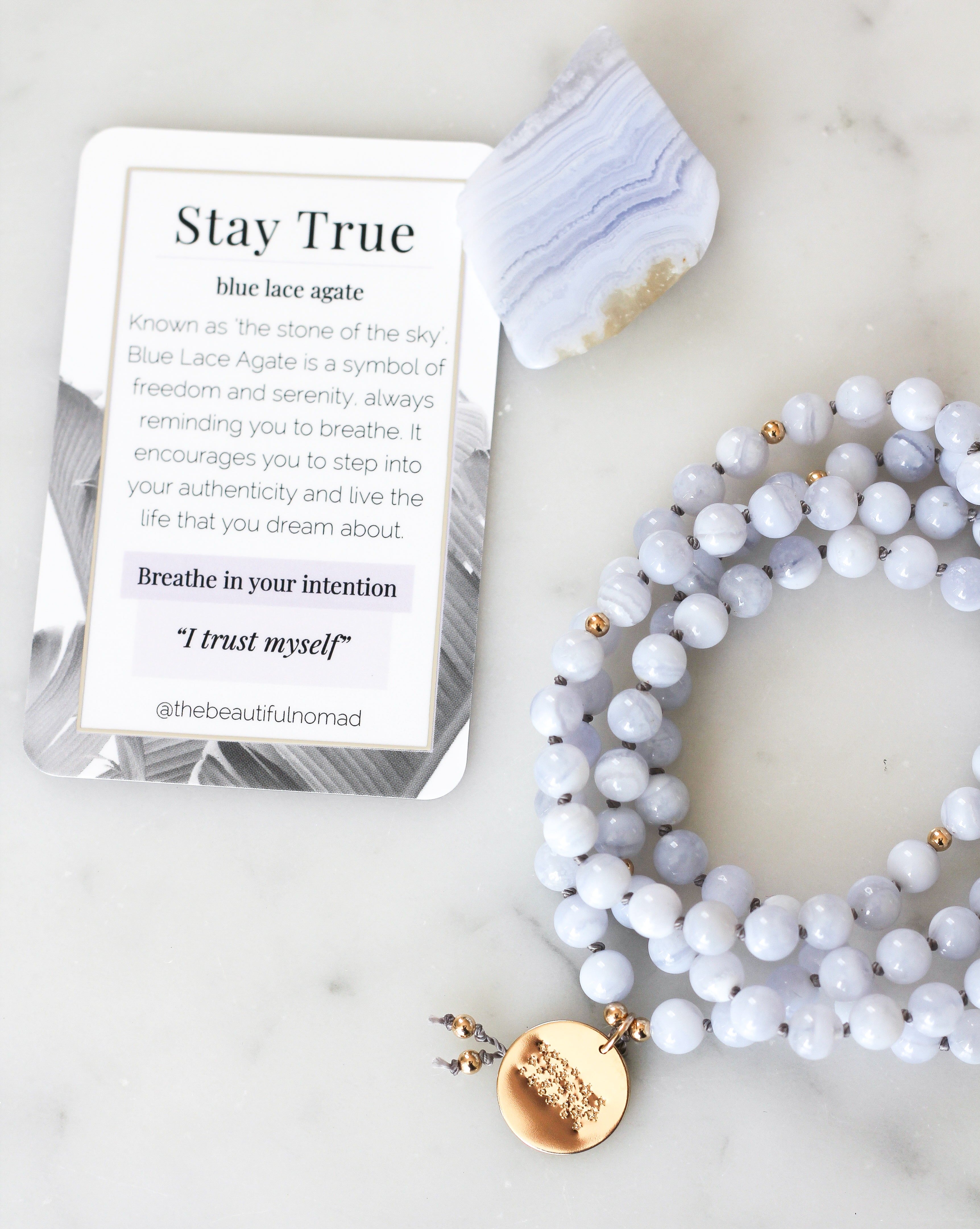 blue lace agate pendant mala