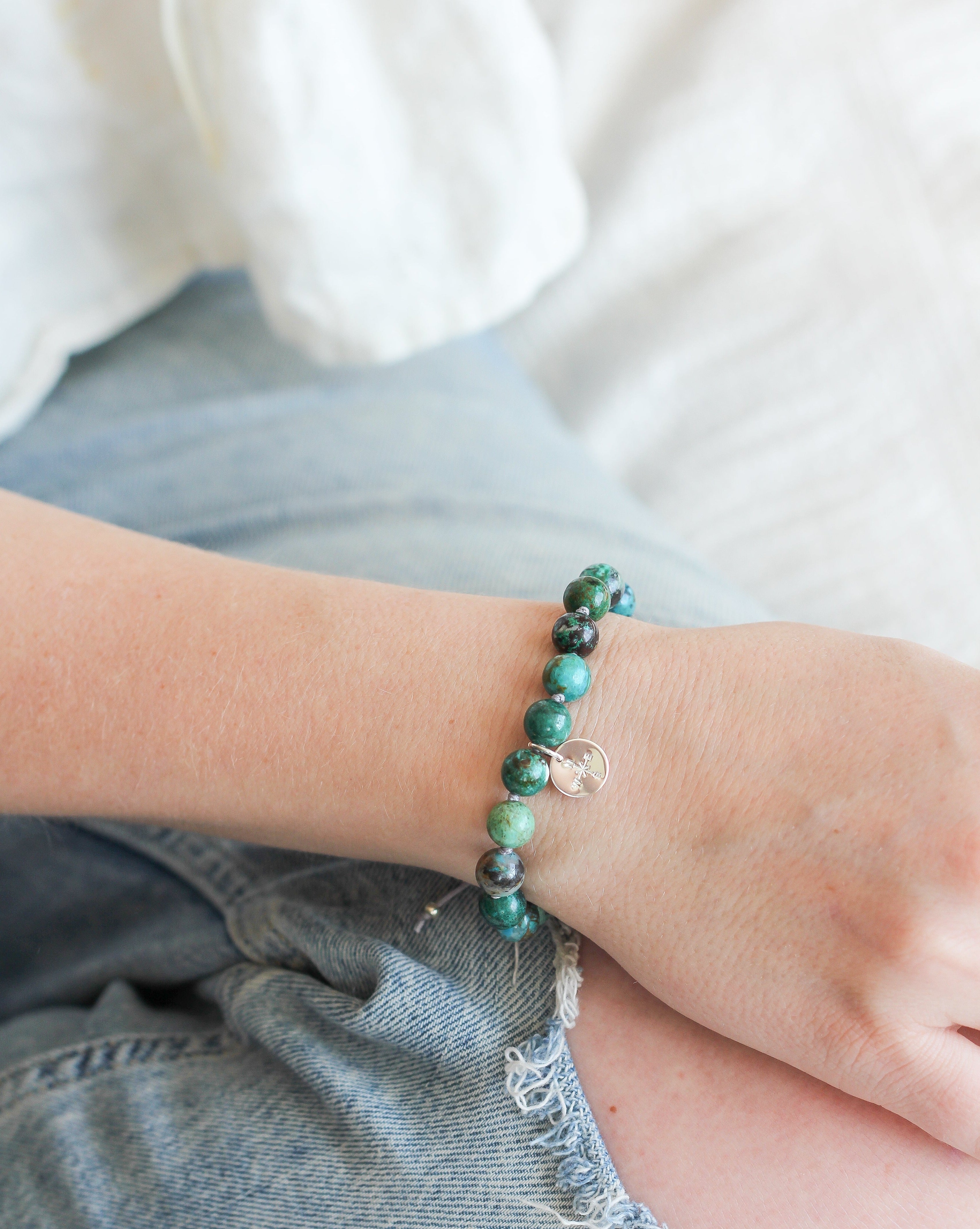 chrysocolla mala bracelet