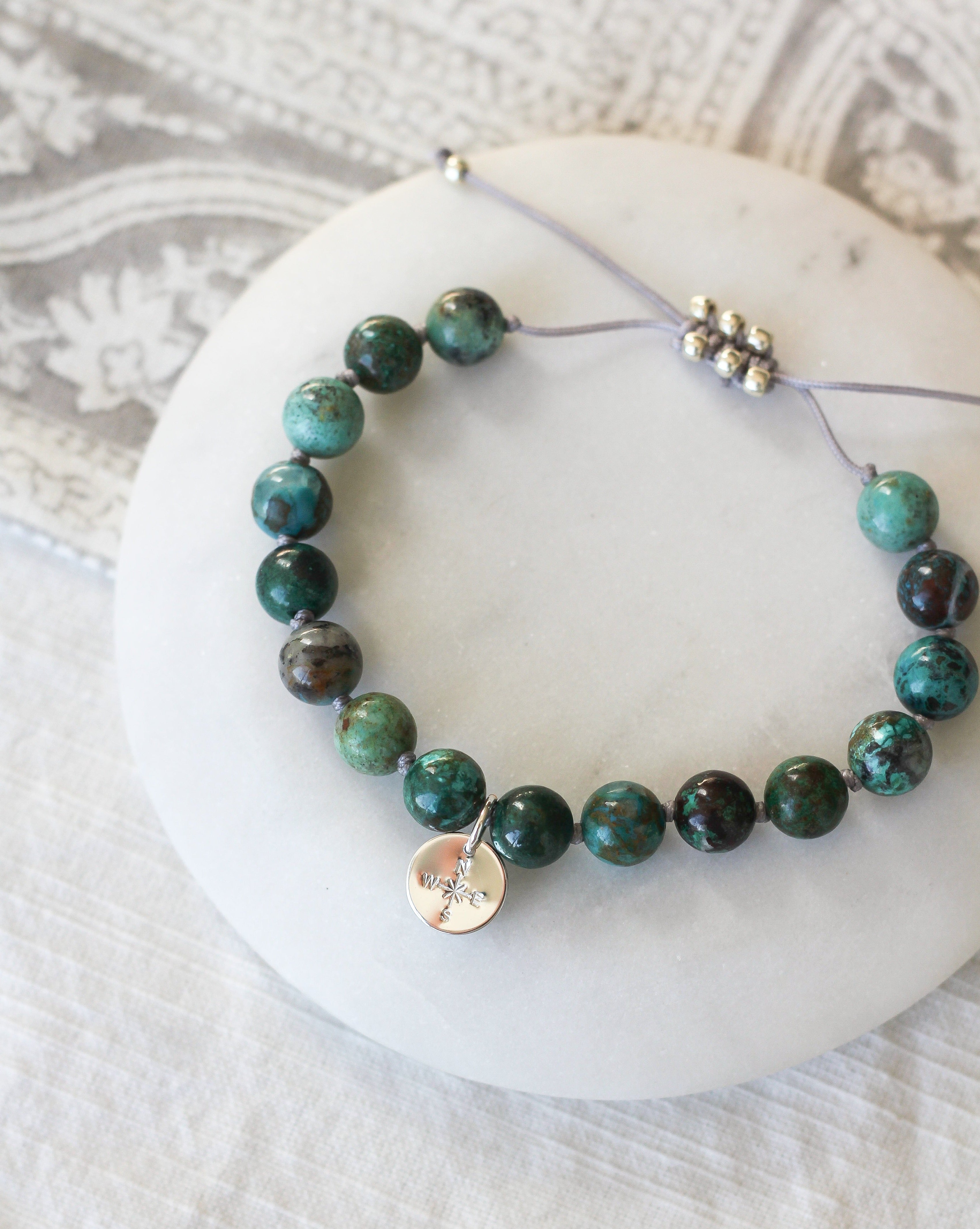 chrysocolla mala bracelet