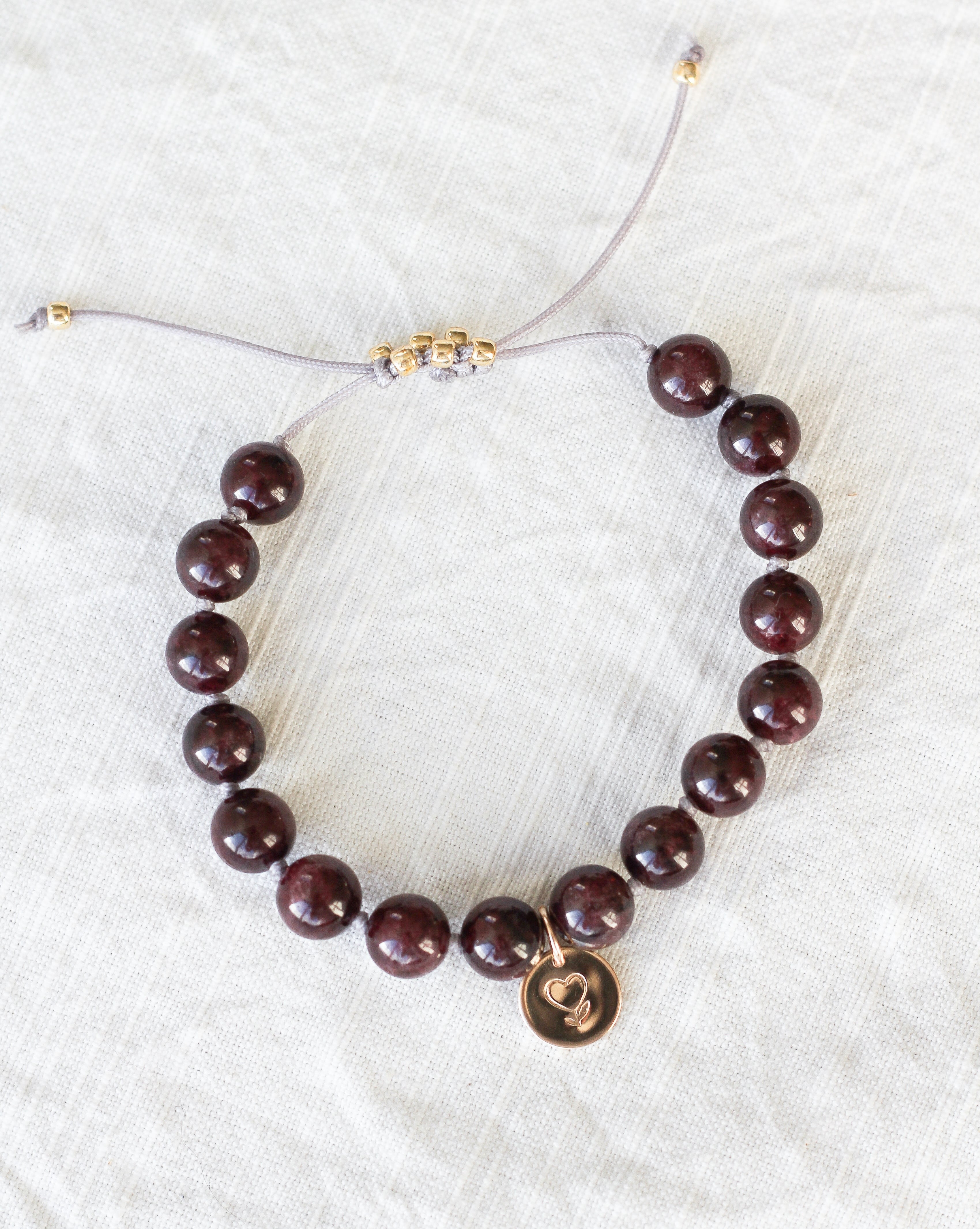 Garnet Mala Bead Bracelet