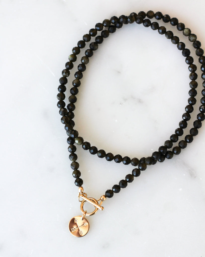 golden obsidian intention necklace