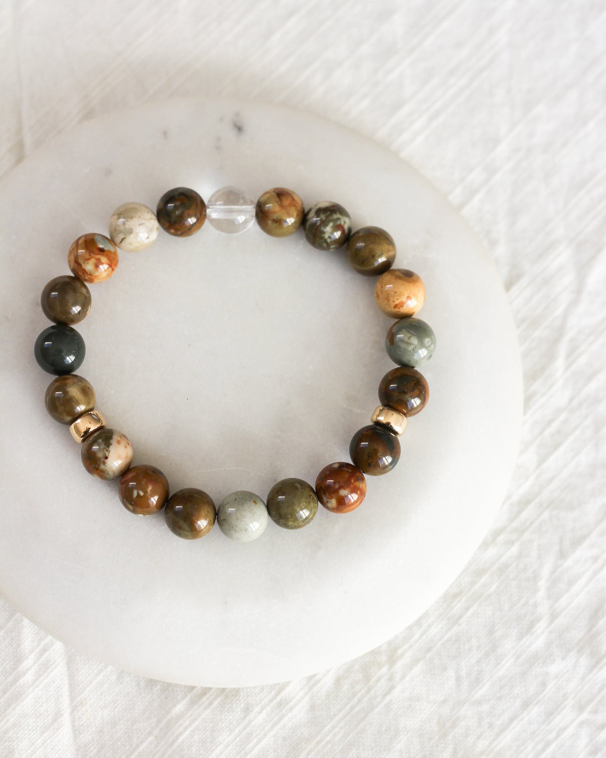 Handmade Jasper beaded bracelet featuring round 8mm AAA natural gemstones.
